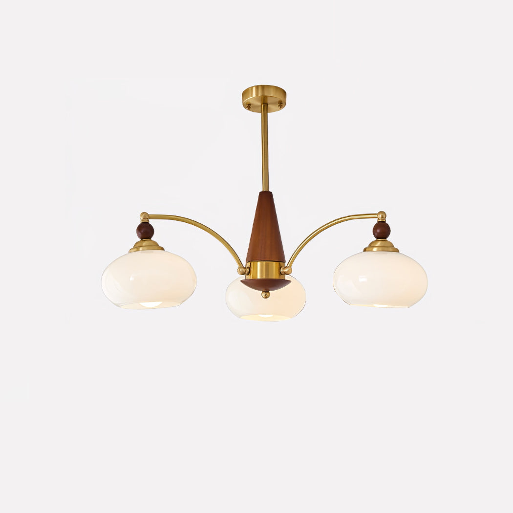 Lustra Suspension Rétro en Verre Jaune et Laiton
