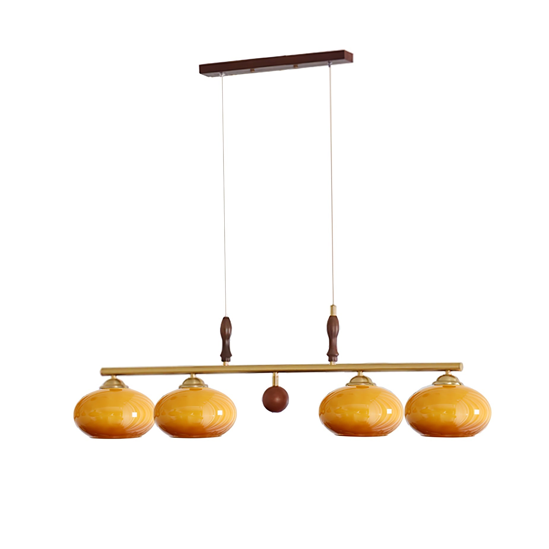 Lustra Suspension Rétro en Verre Jaune et Laiton
