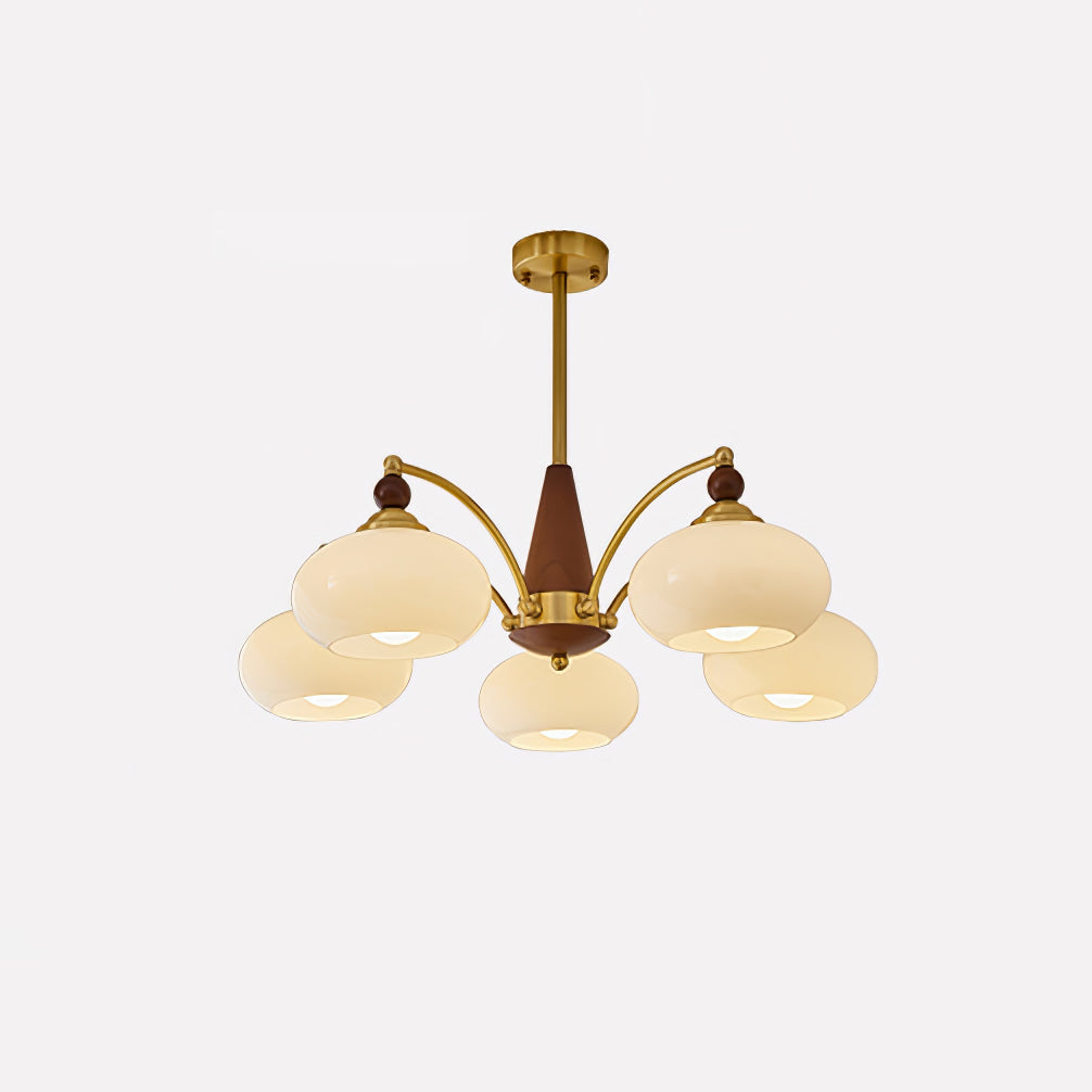 Lustra Suspension Rétro en Verre Jaune et Laiton