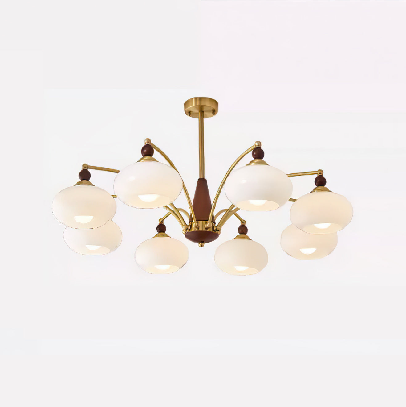 Lustra Suspension Rétro en Verre Jaune et Laiton