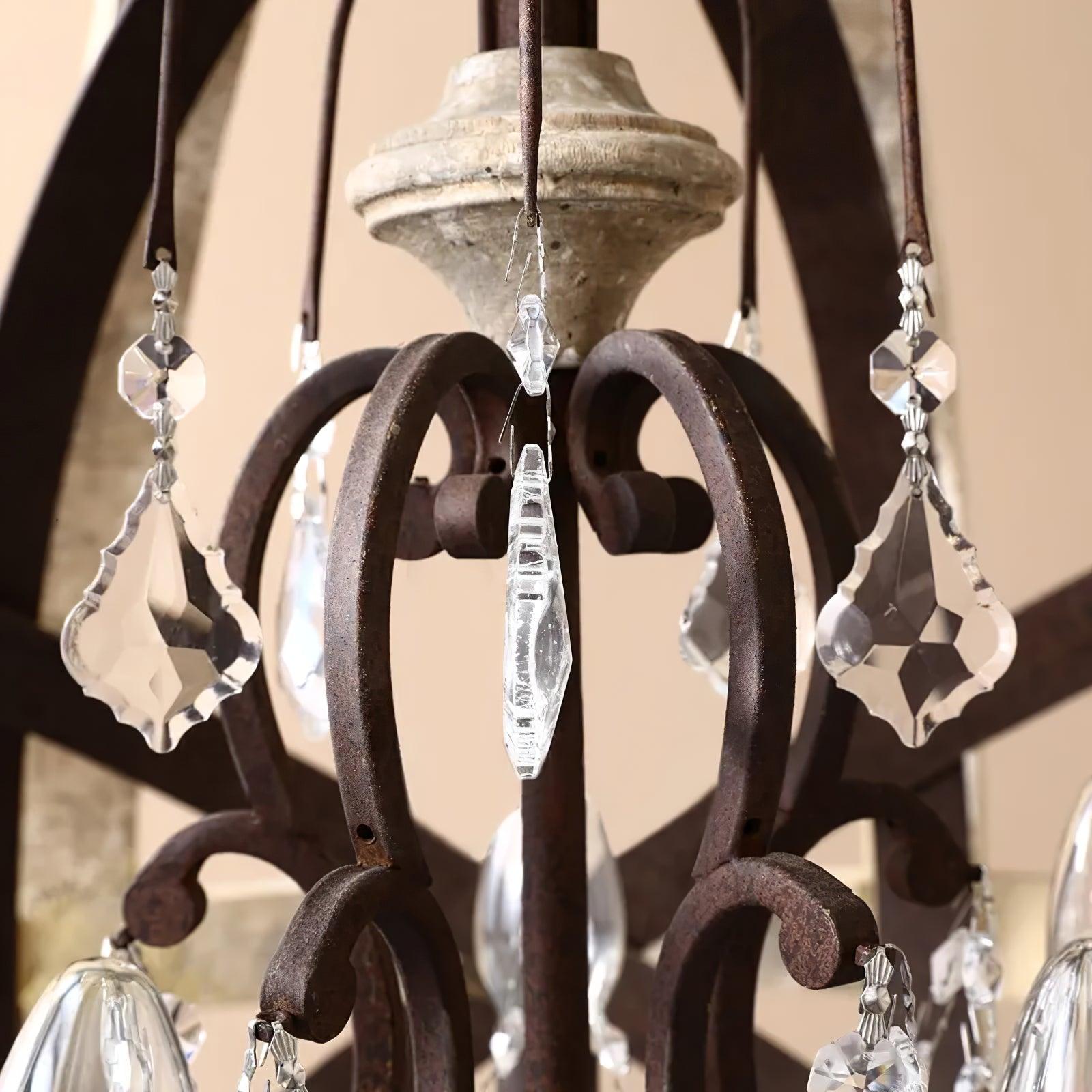 Lustra Lustre Globe Rétro avec Bois Vieilli