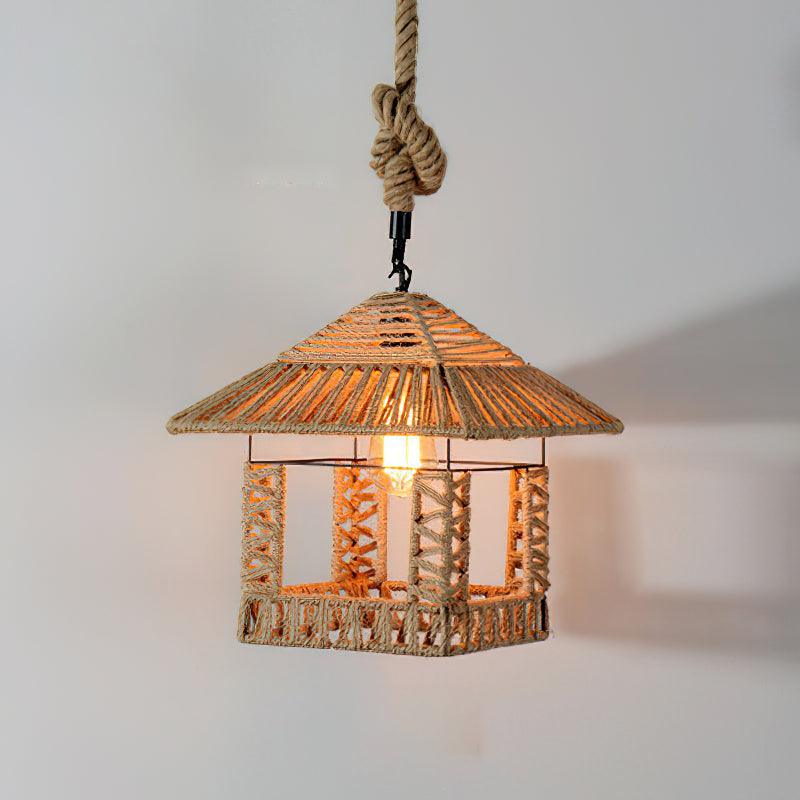 Alshaan Lampe Suspension Exquise en Corde de Chanvre Rétro