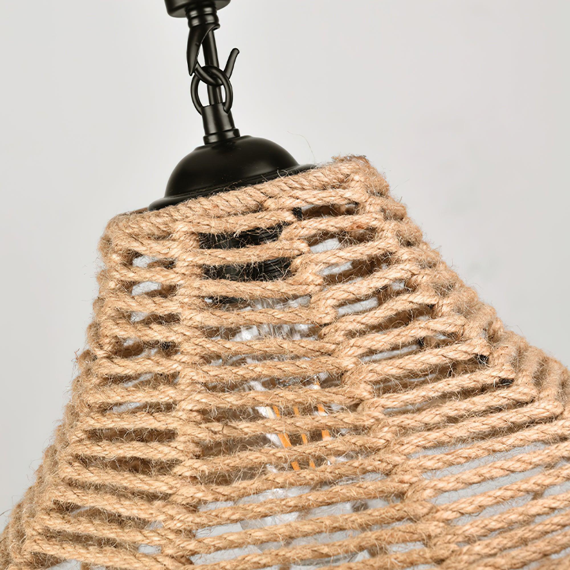 Evliran Suspension Moderne en Corde de Chanvre Rétro