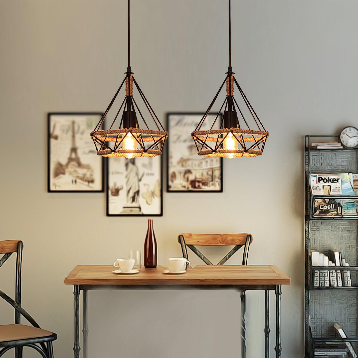 Evliran Suspension Moderne en Corde de Chanvre Rétro