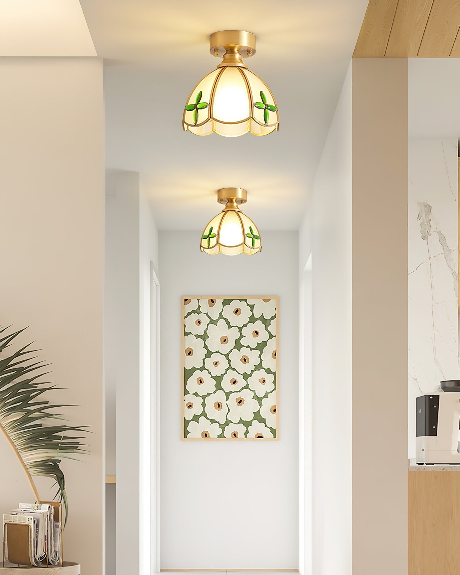 Prisman Plafonnier en vitrail style Tiffany Civelle