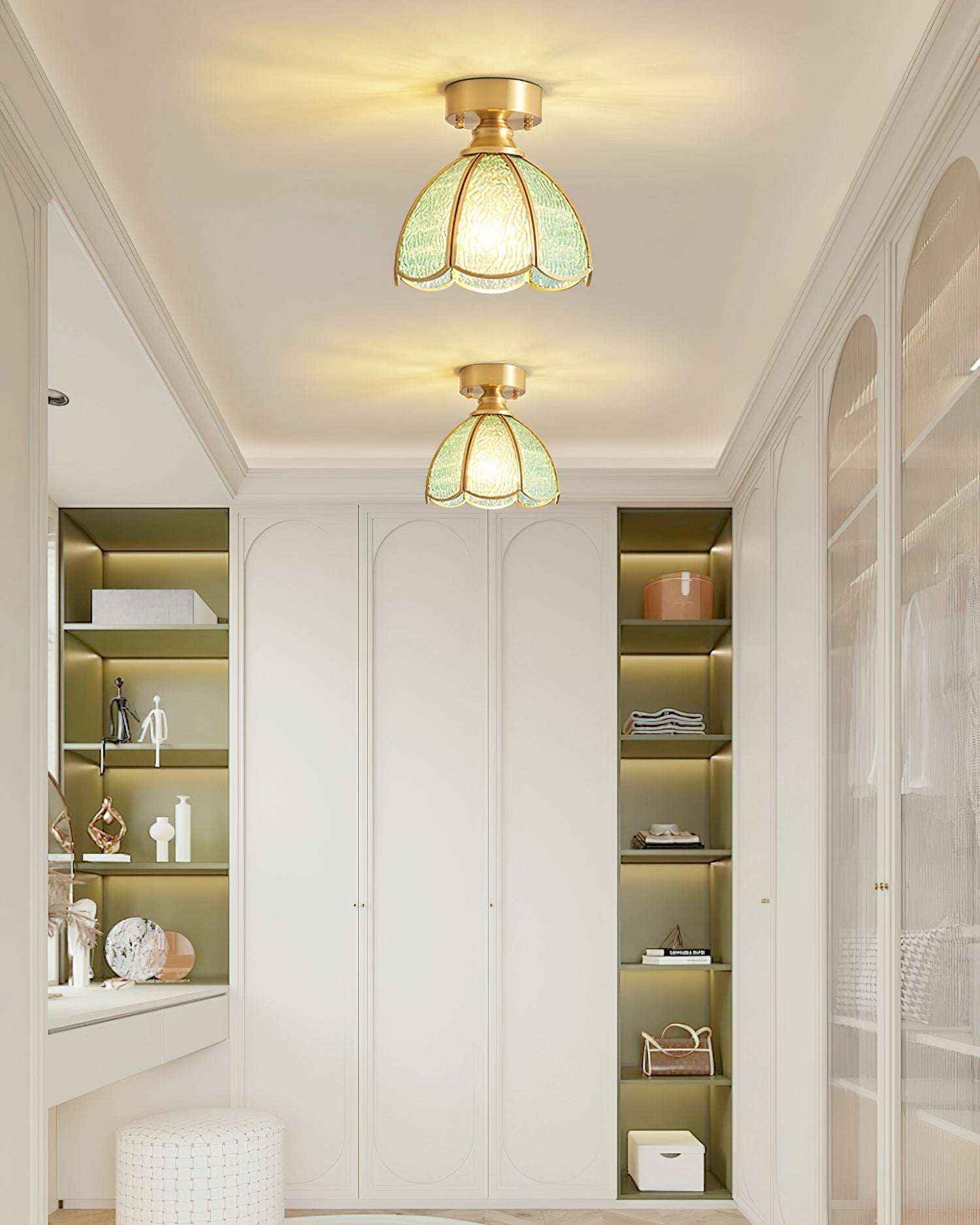 Prisman Plafonnier en vitrail style Tiffany Civelle