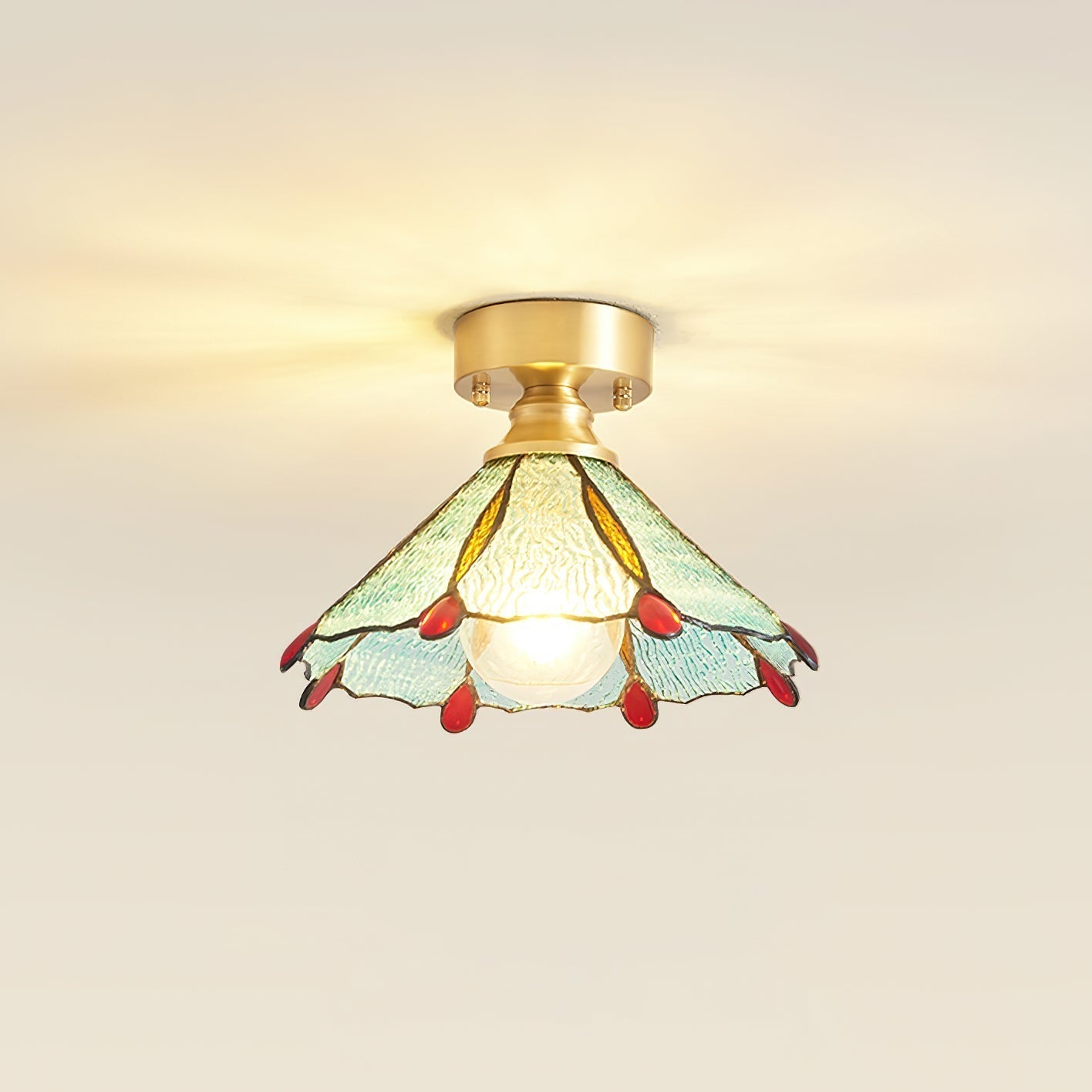 Prisman Plafonnier en vitrail style Tiffany Civelle