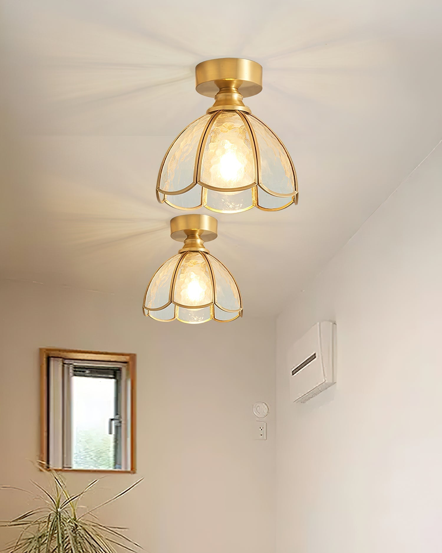 Prisman Plafonnier en vitrail style Tiffany Civelle