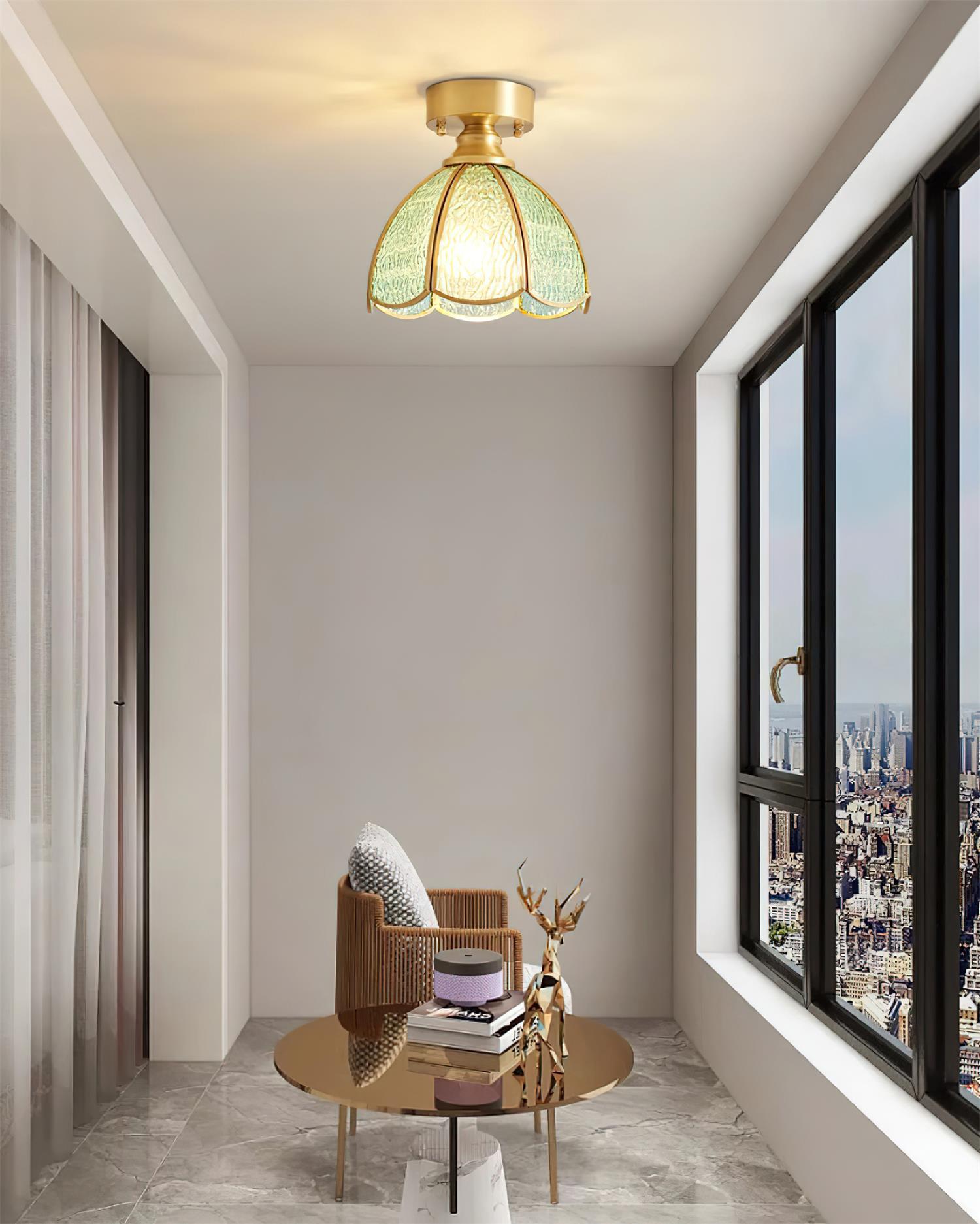 Prisman Plafonnier en vitrail style Tiffany Civelle