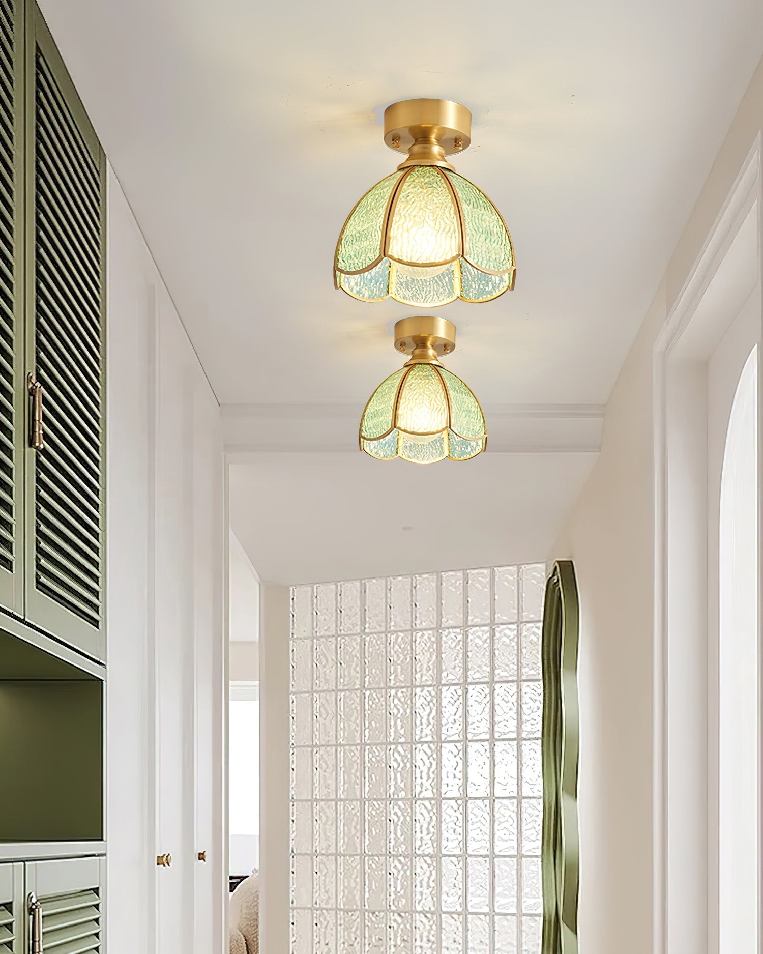Prisman Plafonnier en vitrail style Tiffany Civelle