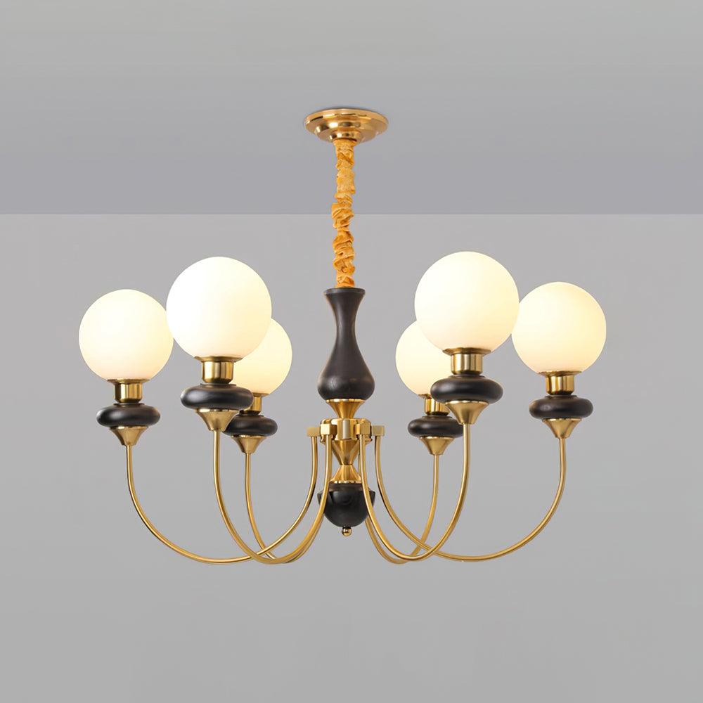 Lustra Lustre Laiton Bras Courbés Noyer Vintage Élégant