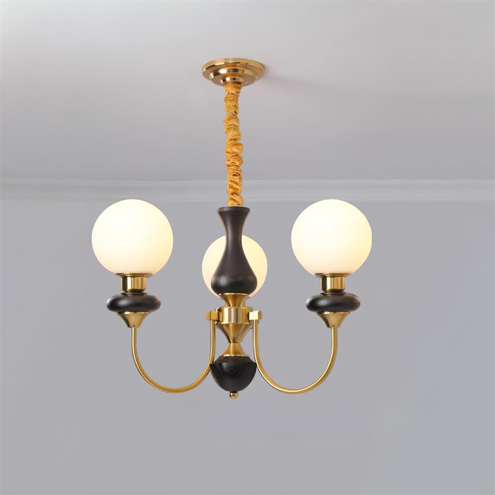 Lustra Lustre Laiton Bras Courbés Noyer Vintage Élégant