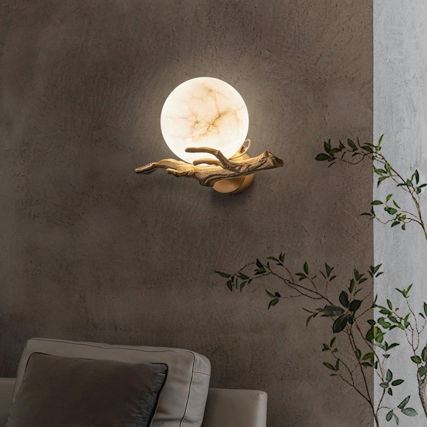 Avzorion Applique Murale Rétro Branches en Laiton et Marbre