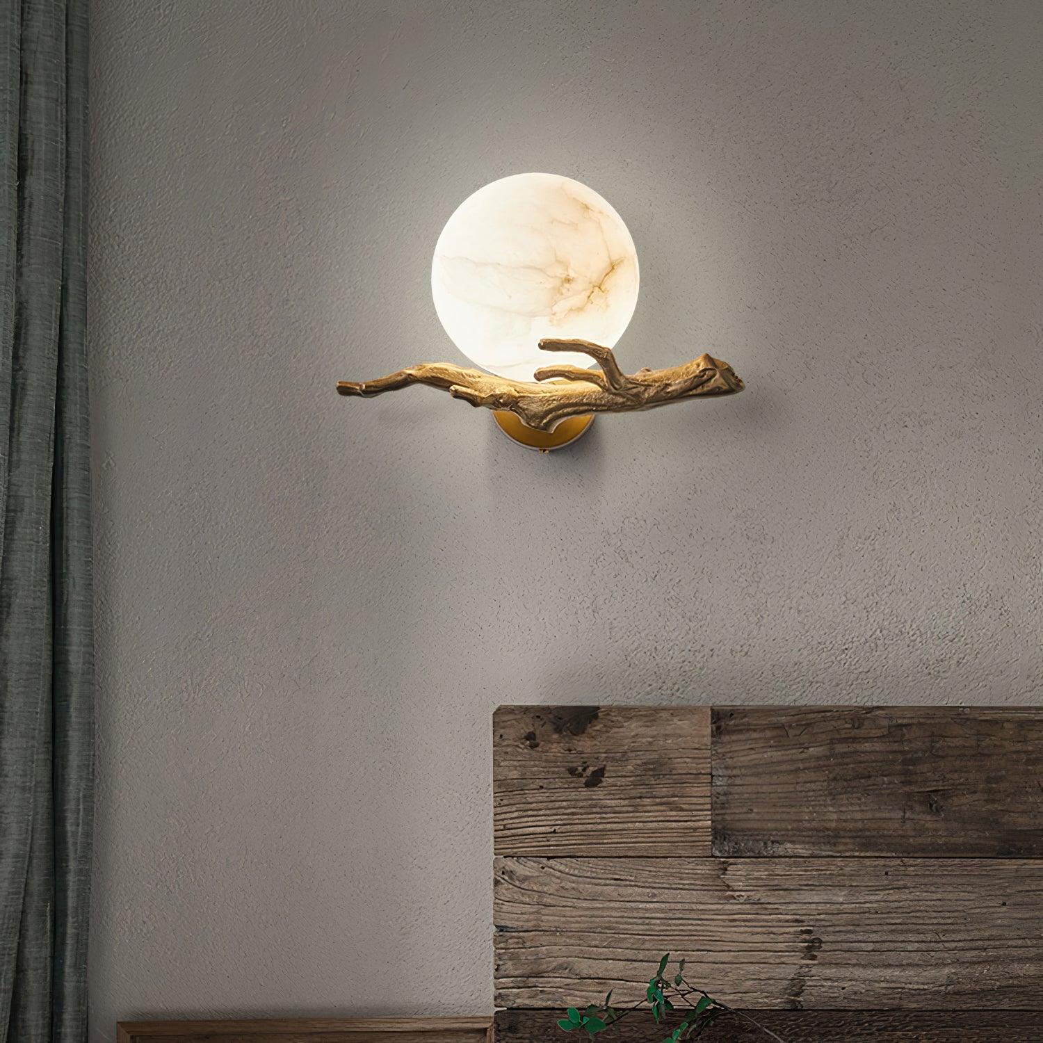 Avzorion Applique Murale Rétro Branches en Laiton et Marbre