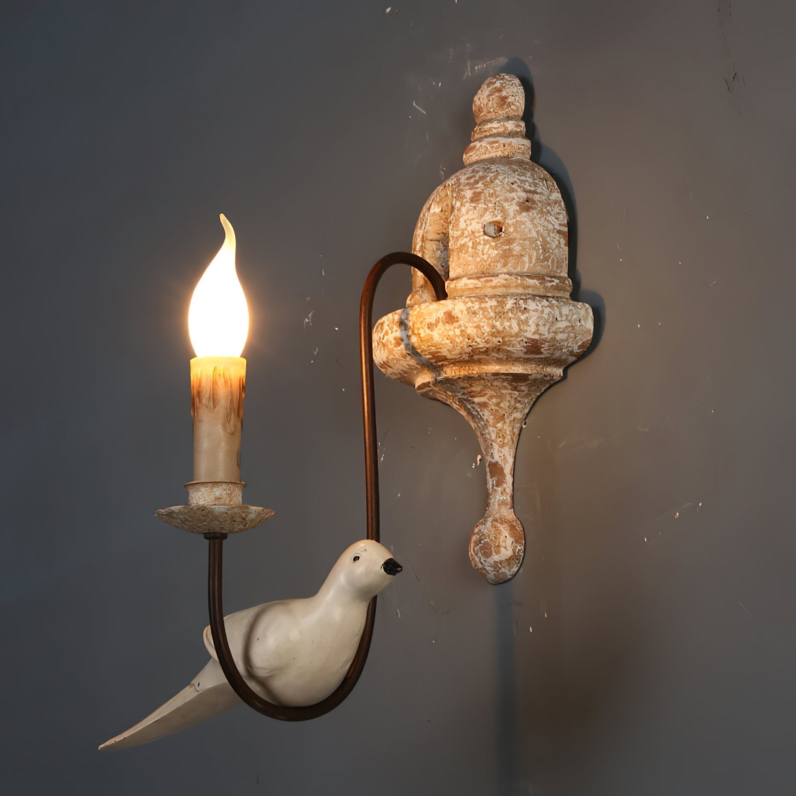 Syraean Applique Murale Métal Bois Rétro Vintage Oiseau