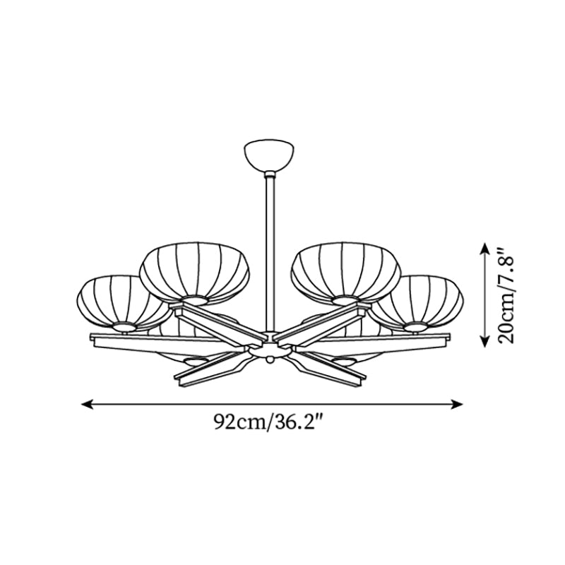 Lustre Bras en Bois de Noyer et Abat-jours en Verre Opale Style Mi-siècle