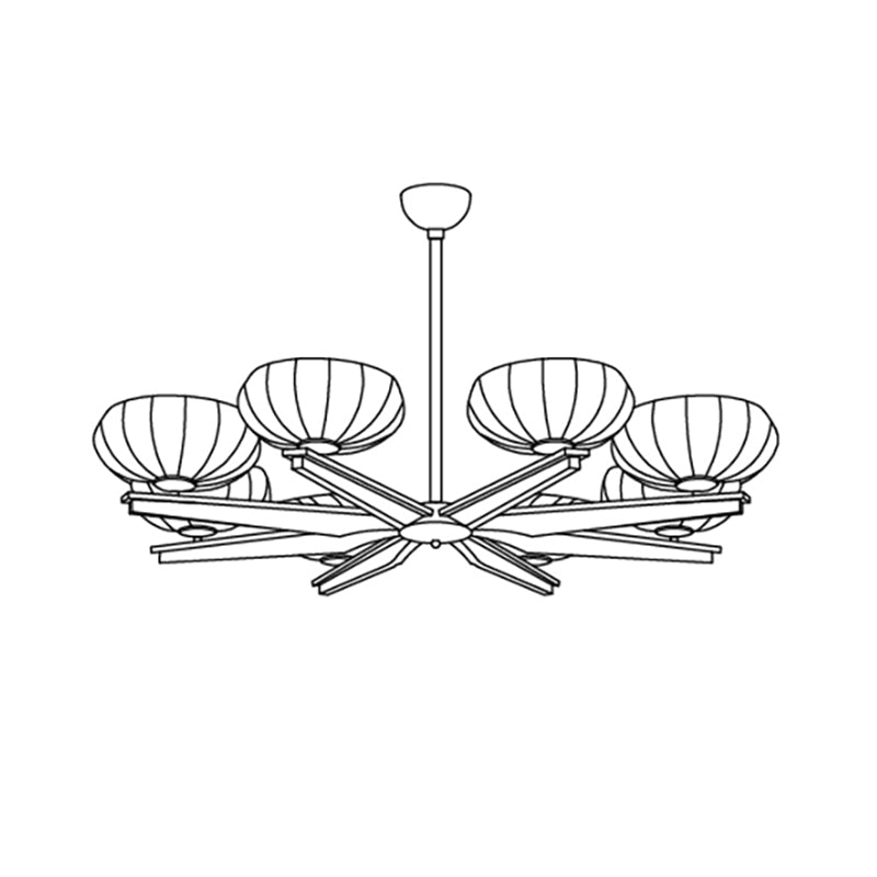 Lustre Bras en Bois de Noyer et Abat-jours en Verre Opale Style Mi-siècle