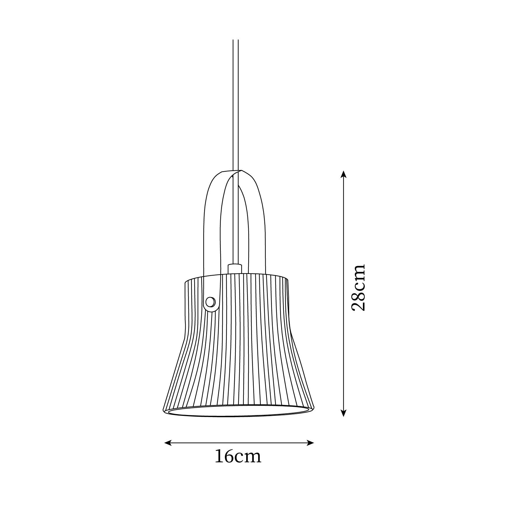 Eclipse Pendant Lamp Ribbed White Ceramic with Brass Handle