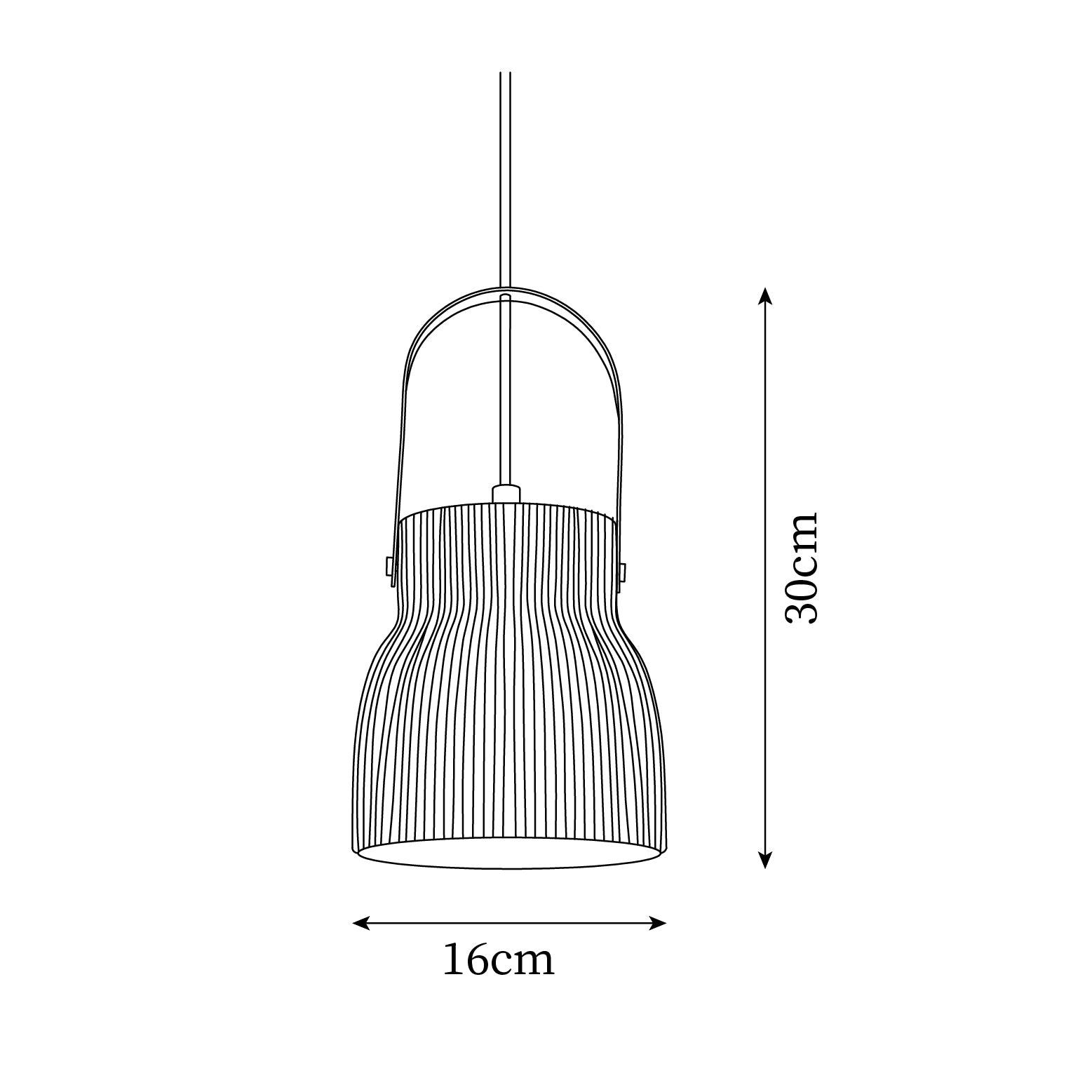 Eclipse Pendant Lamp Ribbed White Ceramic with Brass Handle