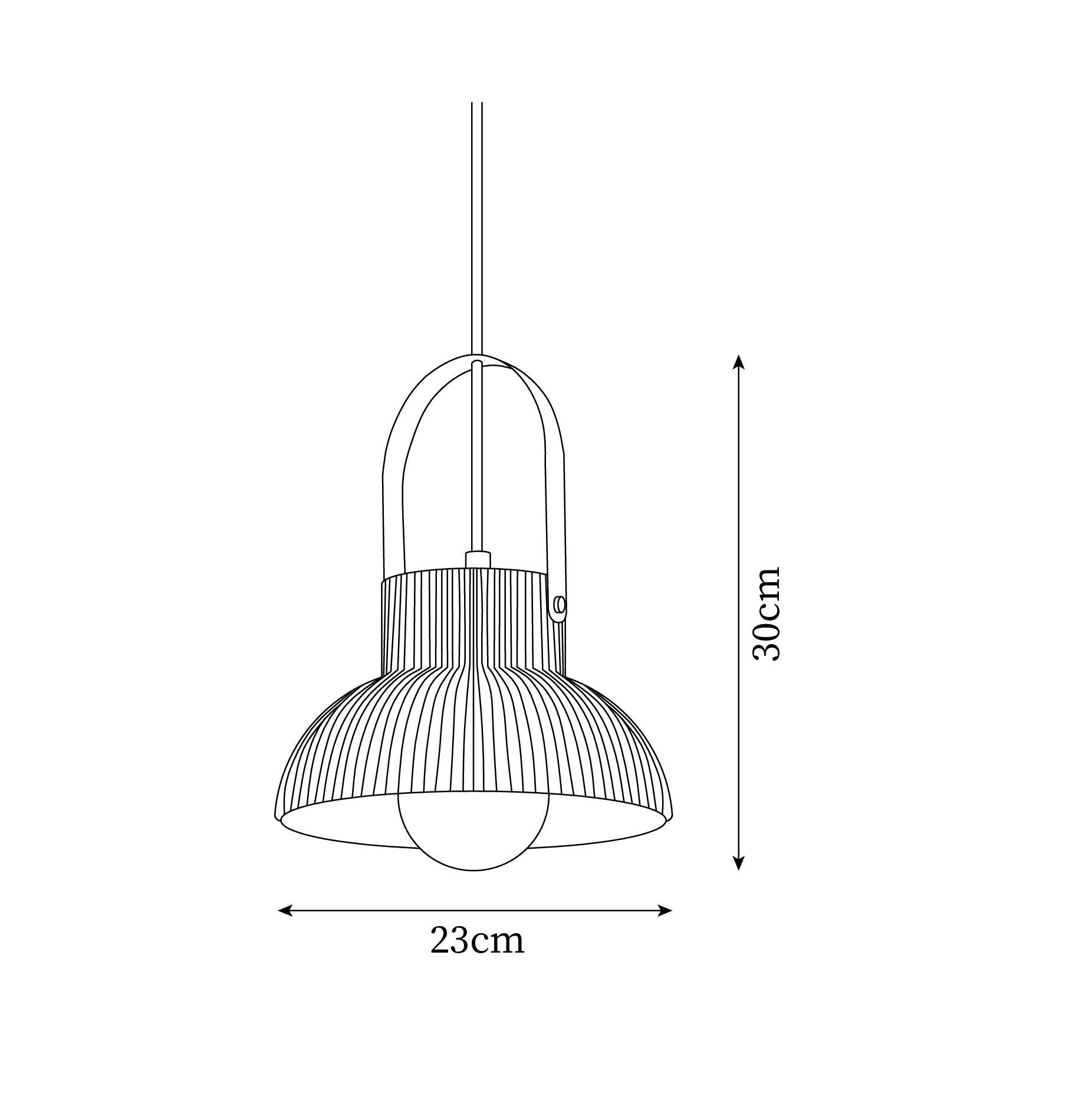 Eclipse Pendant Lamp Ribbed White Ceramic with Brass Handle