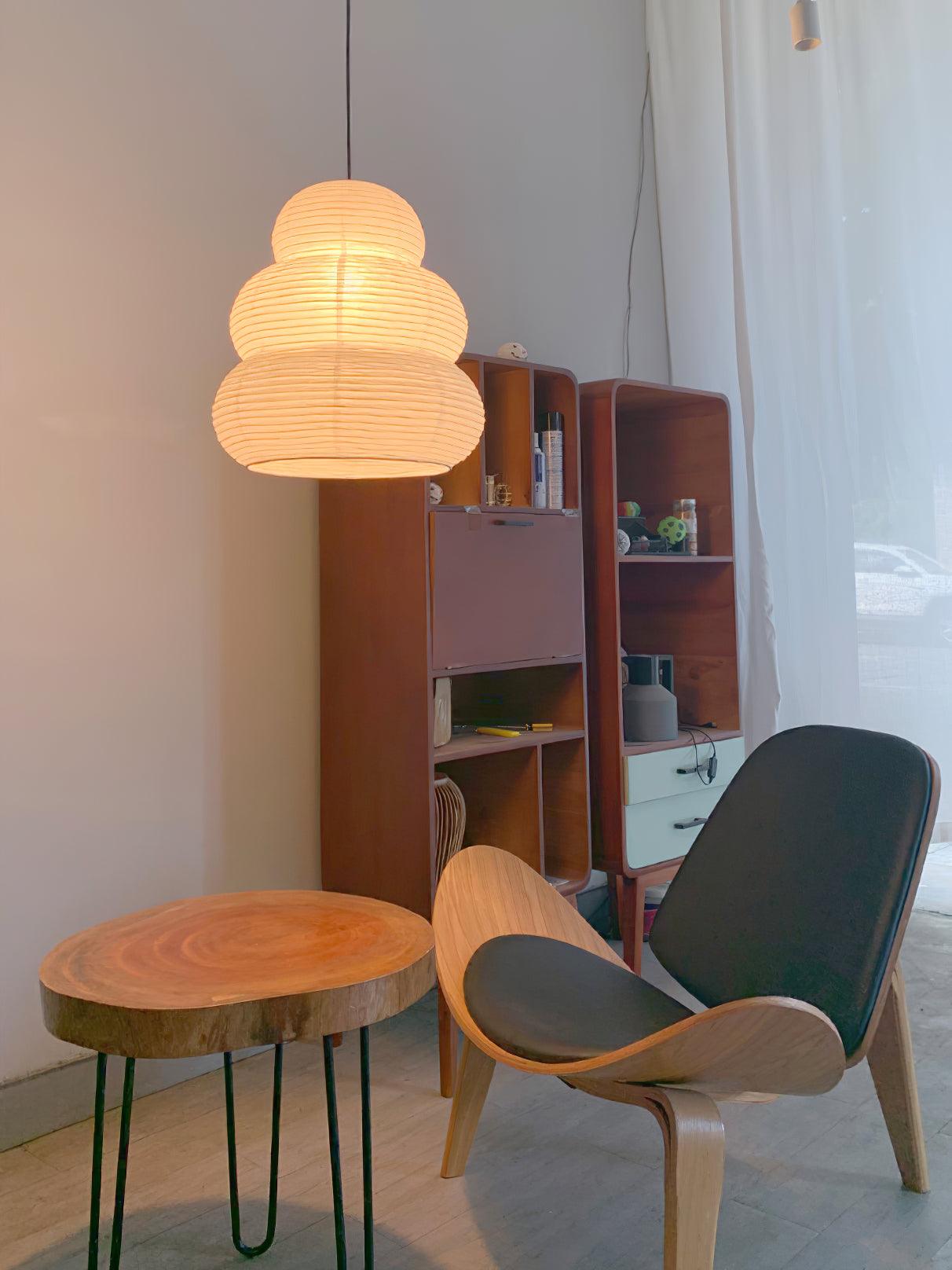 Solara Suspension Papier Washi Lanternes Empilées Japonaises pour Salon