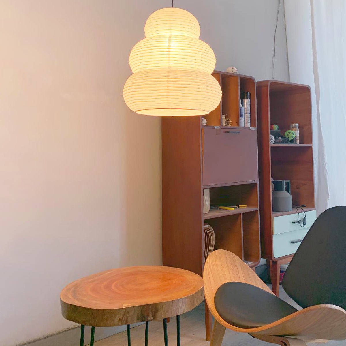 Solara Suspension Papier Washi Lanternes Empilées Japonaises pour Salon