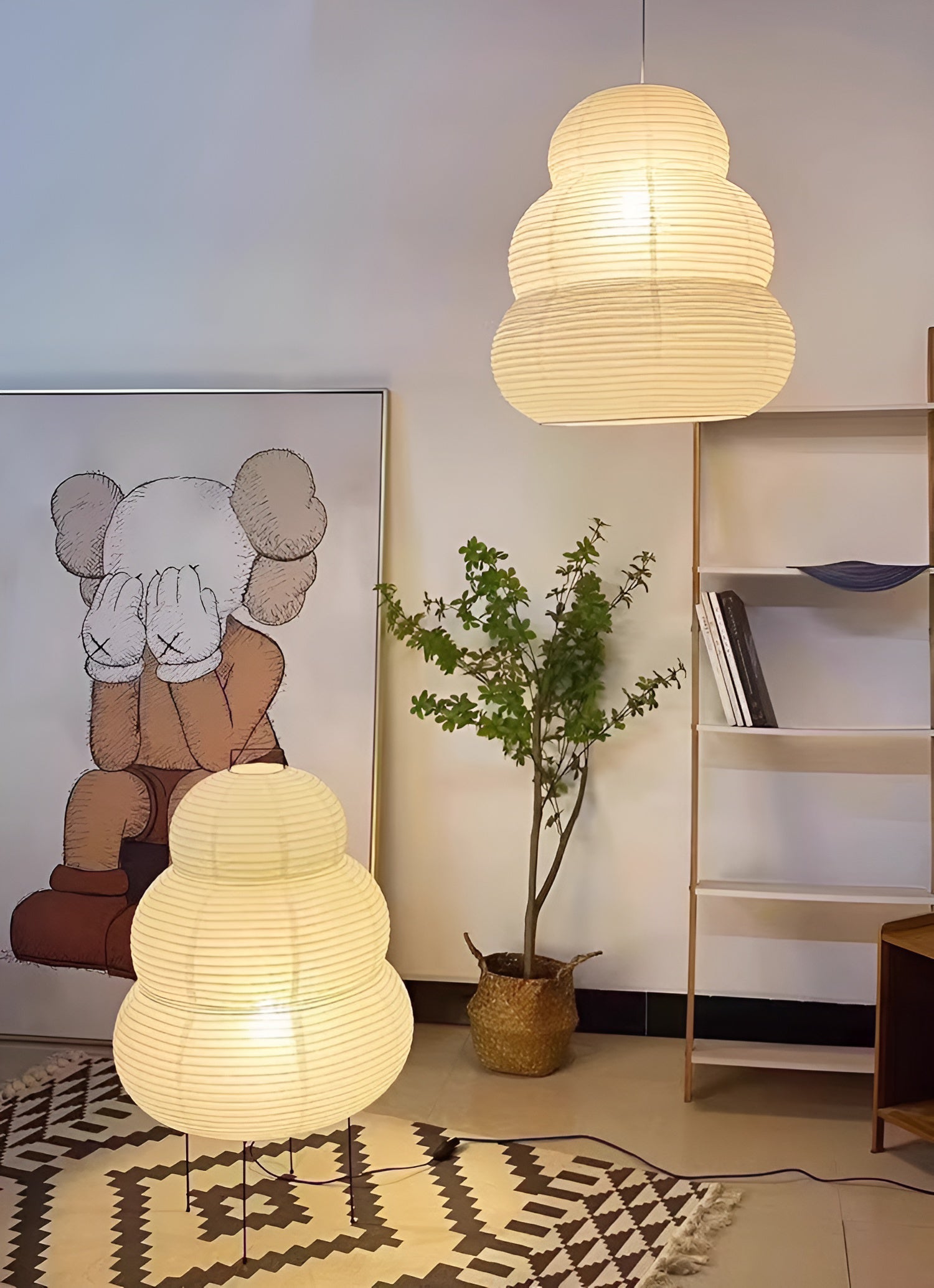 Solara Suspension Papier Washi Lanternes Empilées Japonaises pour Salon
