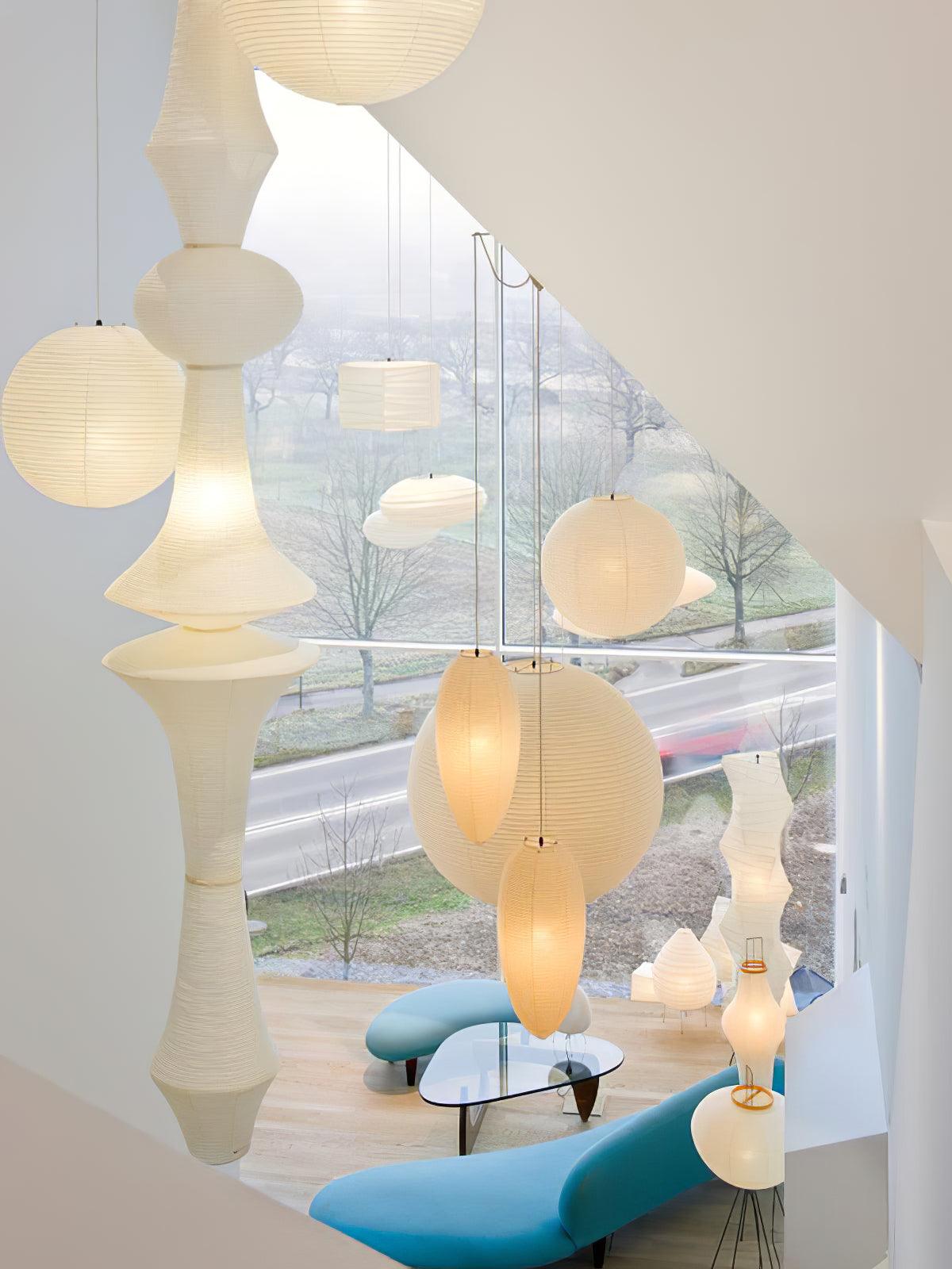 Lustra Suspension Luminaire Papier Washi E pour Salon