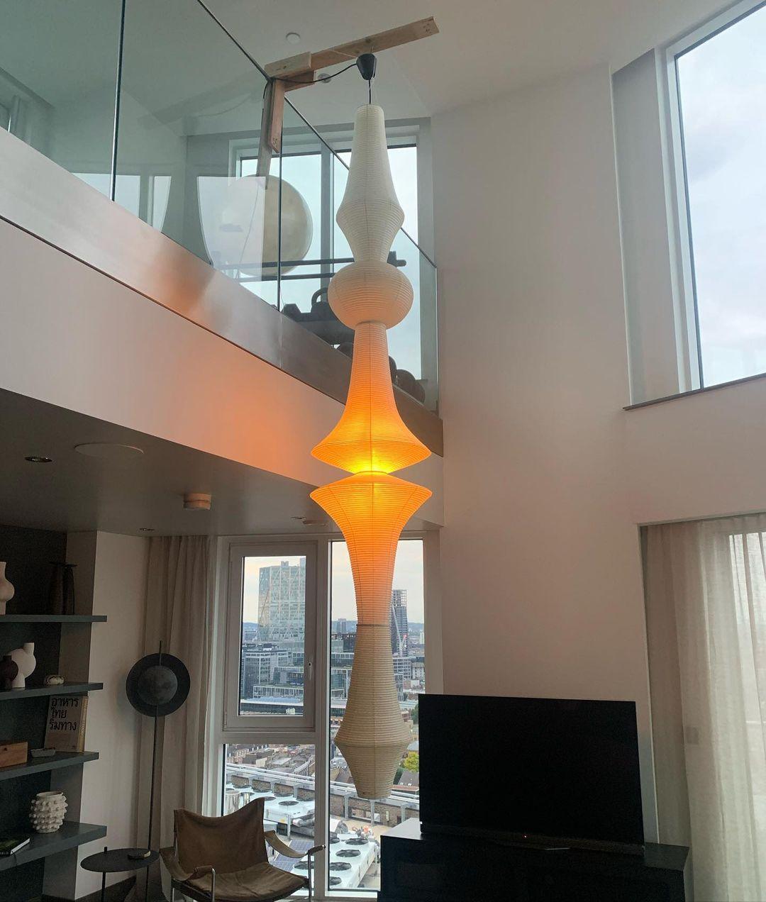 Lustra Suspension Luminaire Papier Washi E pour Salon