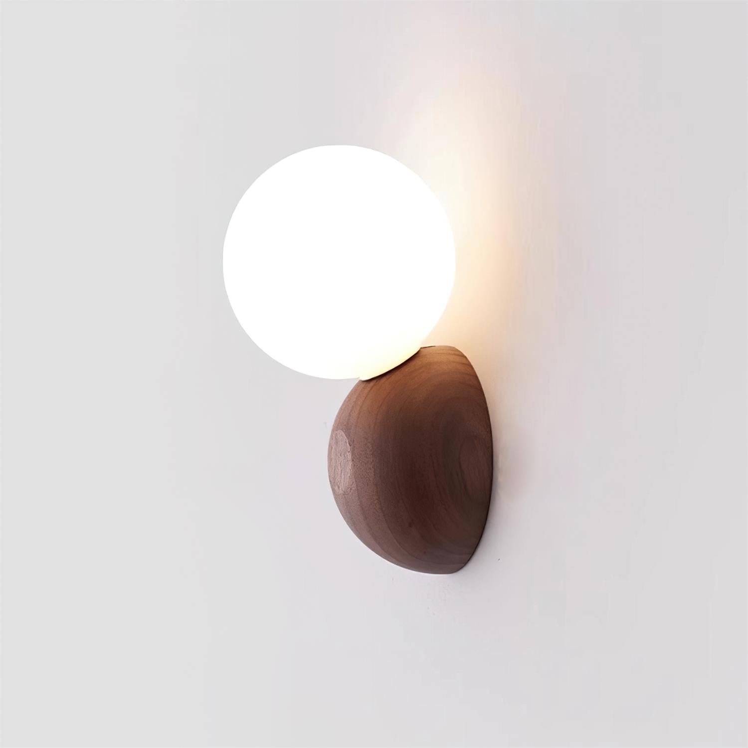 Ringo Applique Murale Bois Verre Opale Minimaliste