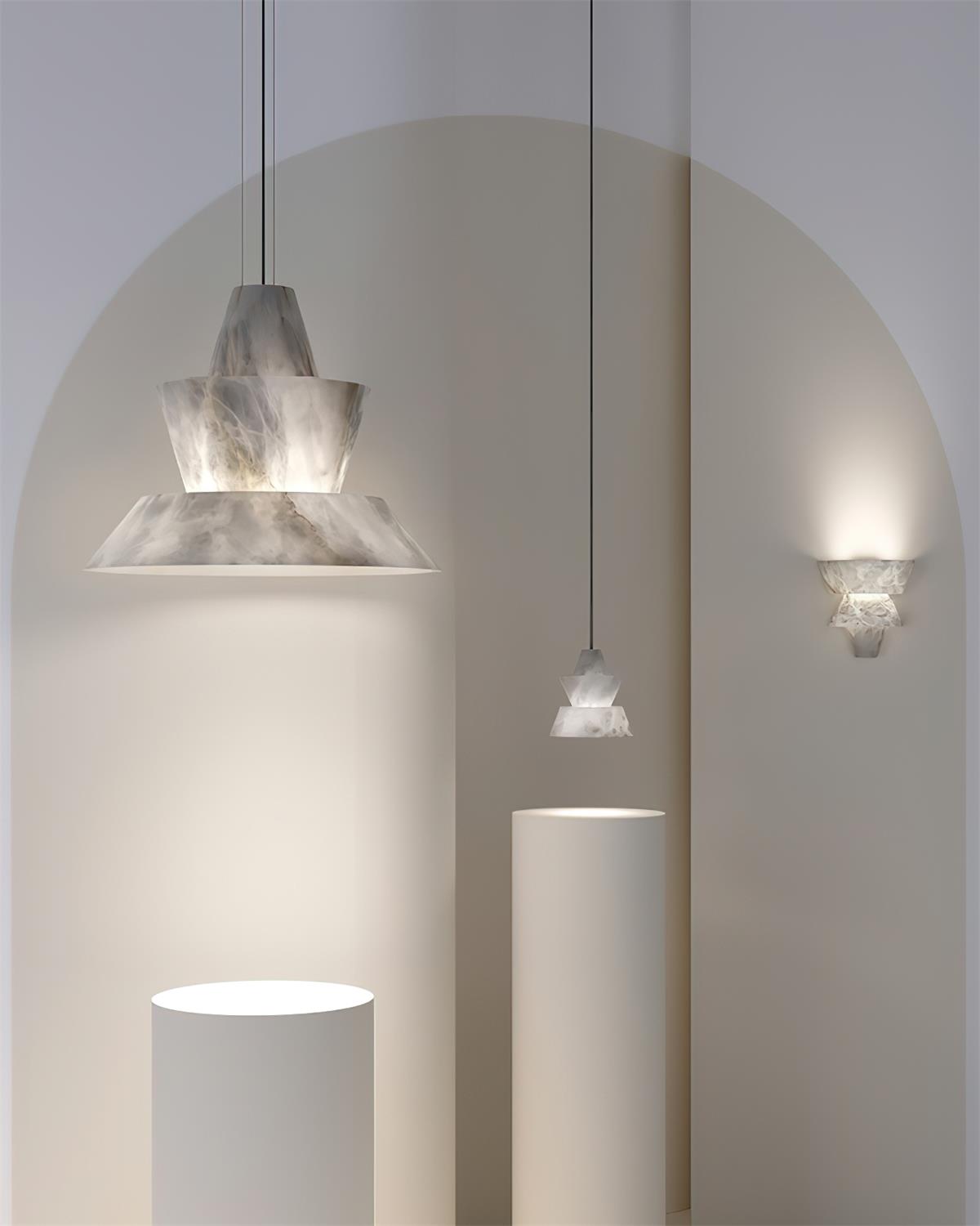 Ezion Lampe Suspension Superposée en Albâtre Blanc
