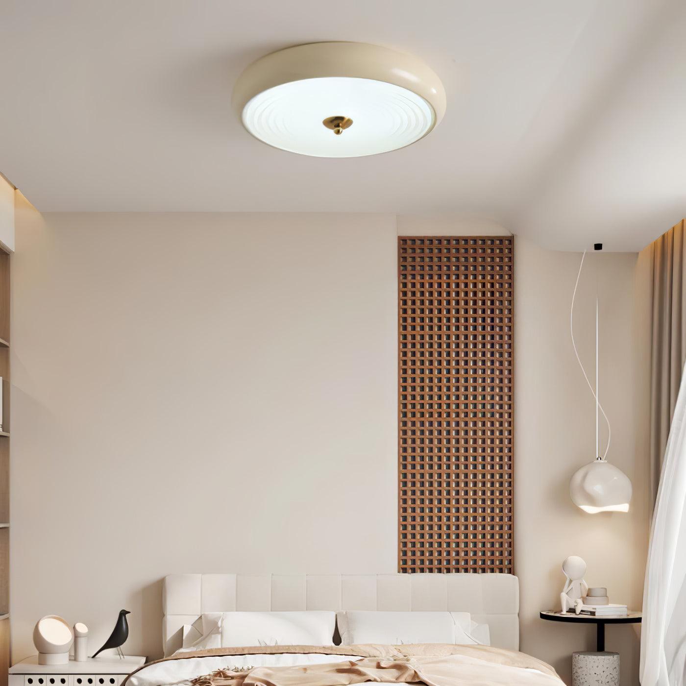 Utheara Plafonnier moderne minimaliste en verre crème ondulé