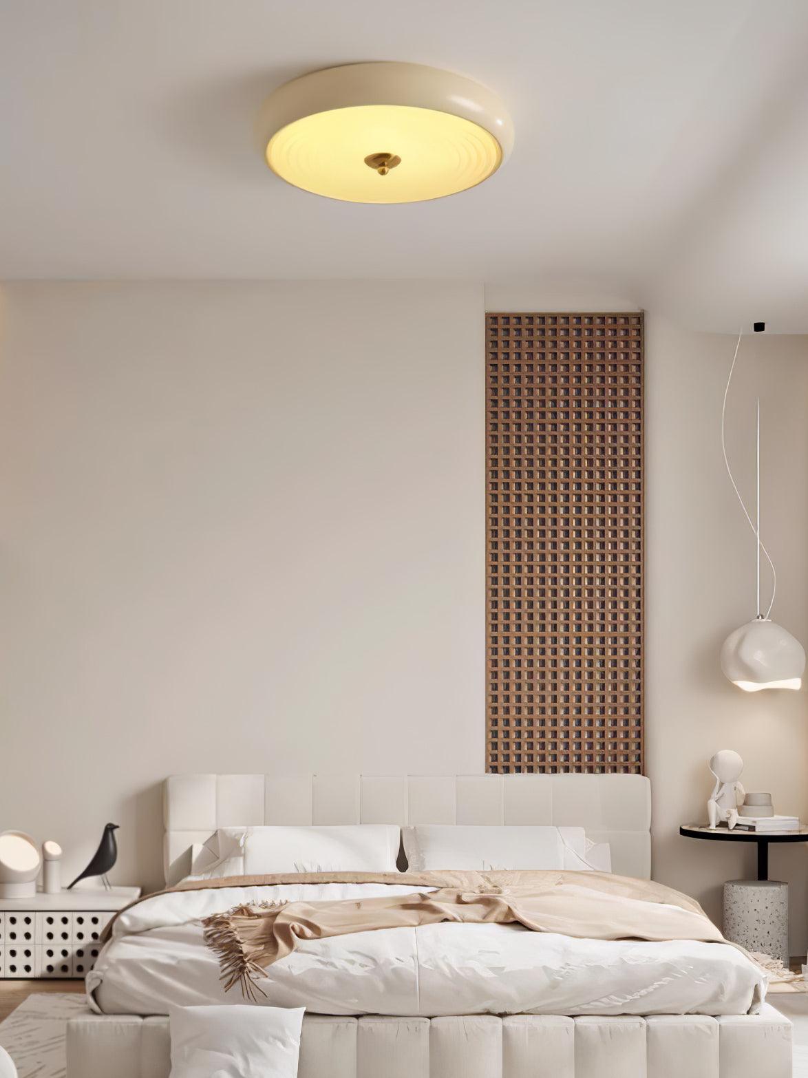 Utheara Plafonnier moderne minimaliste en verre crème ondulé