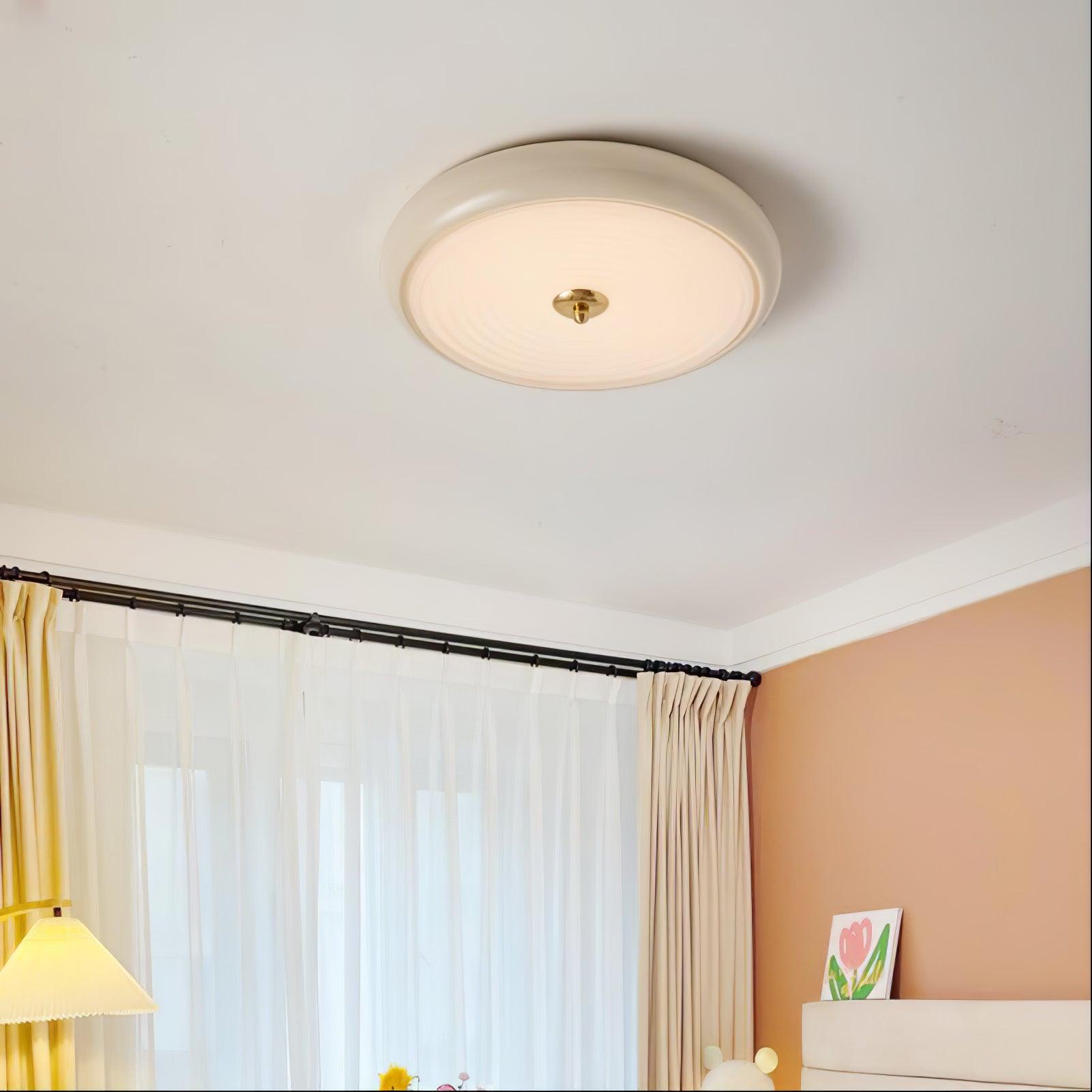 Utheara Plafonnier moderne minimaliste en verre crème ondulé