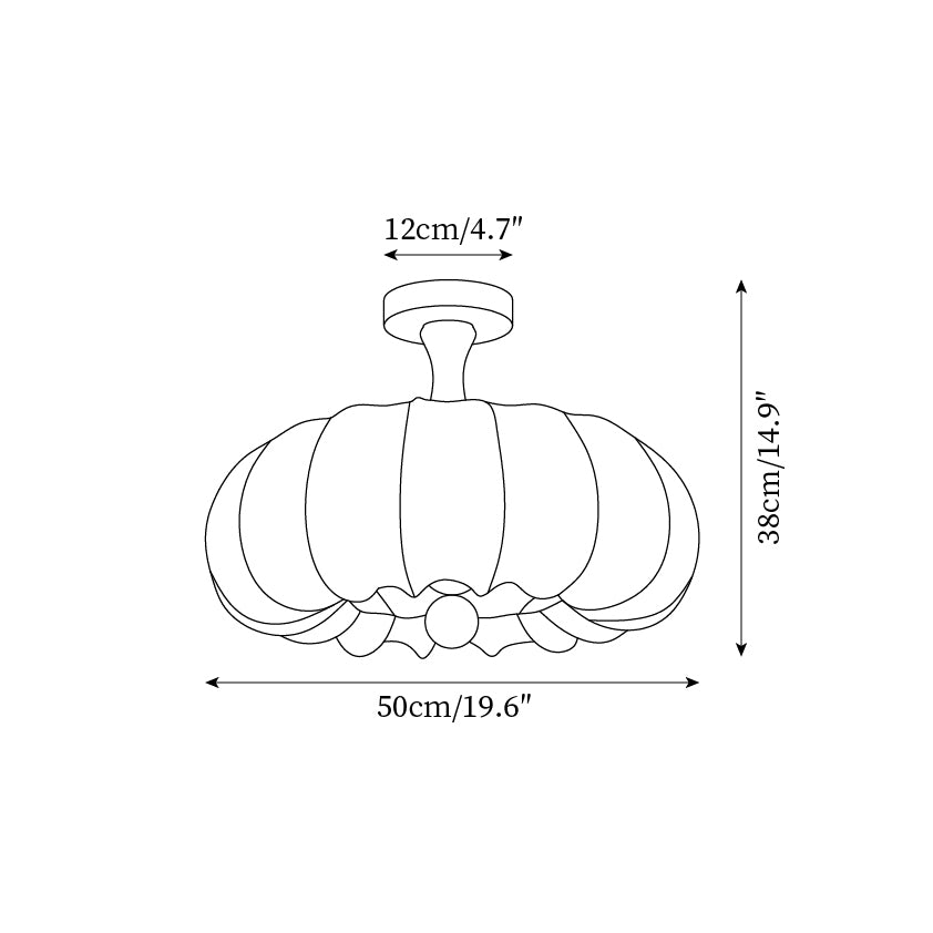 Lampe Plafond Abat-jour Tissu Festonné Plafond Bois de Noyer Vintage