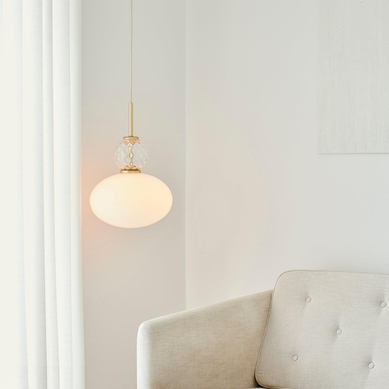 Orbelin Lampe Suspension en Verre et Laiton