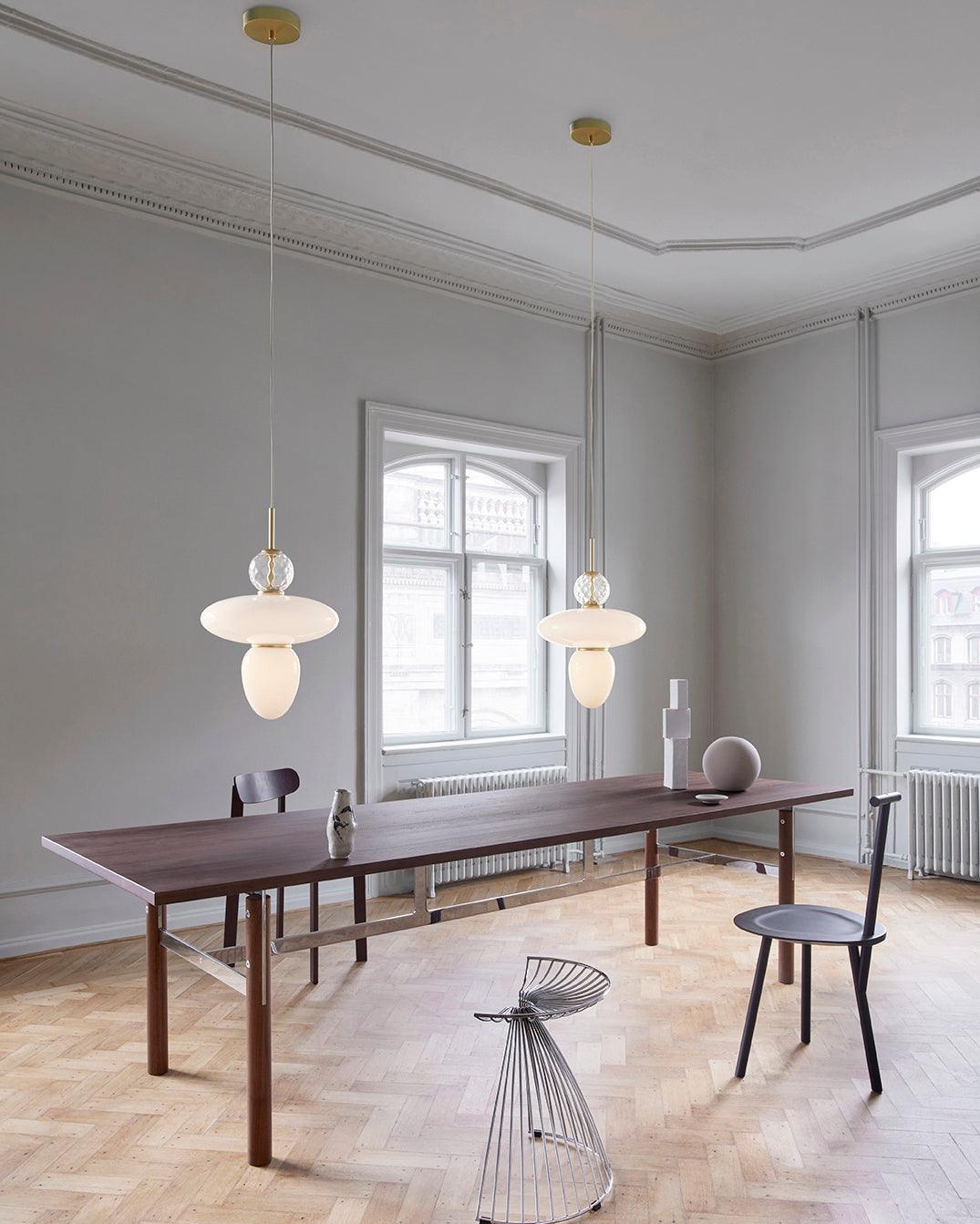 Orbelin Lampe Suspension en Verre et Laiton