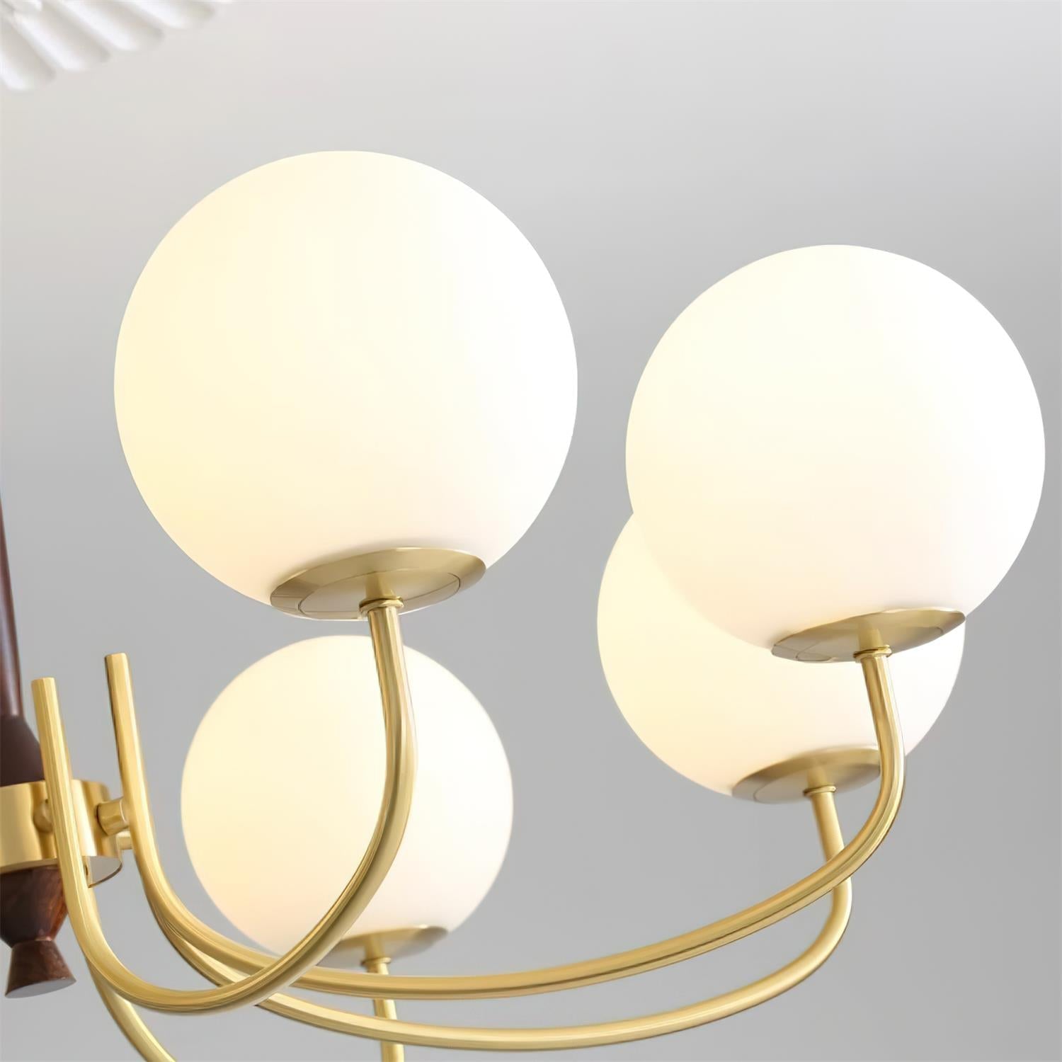 Veslo Lustre Globe en Laiton et Bois