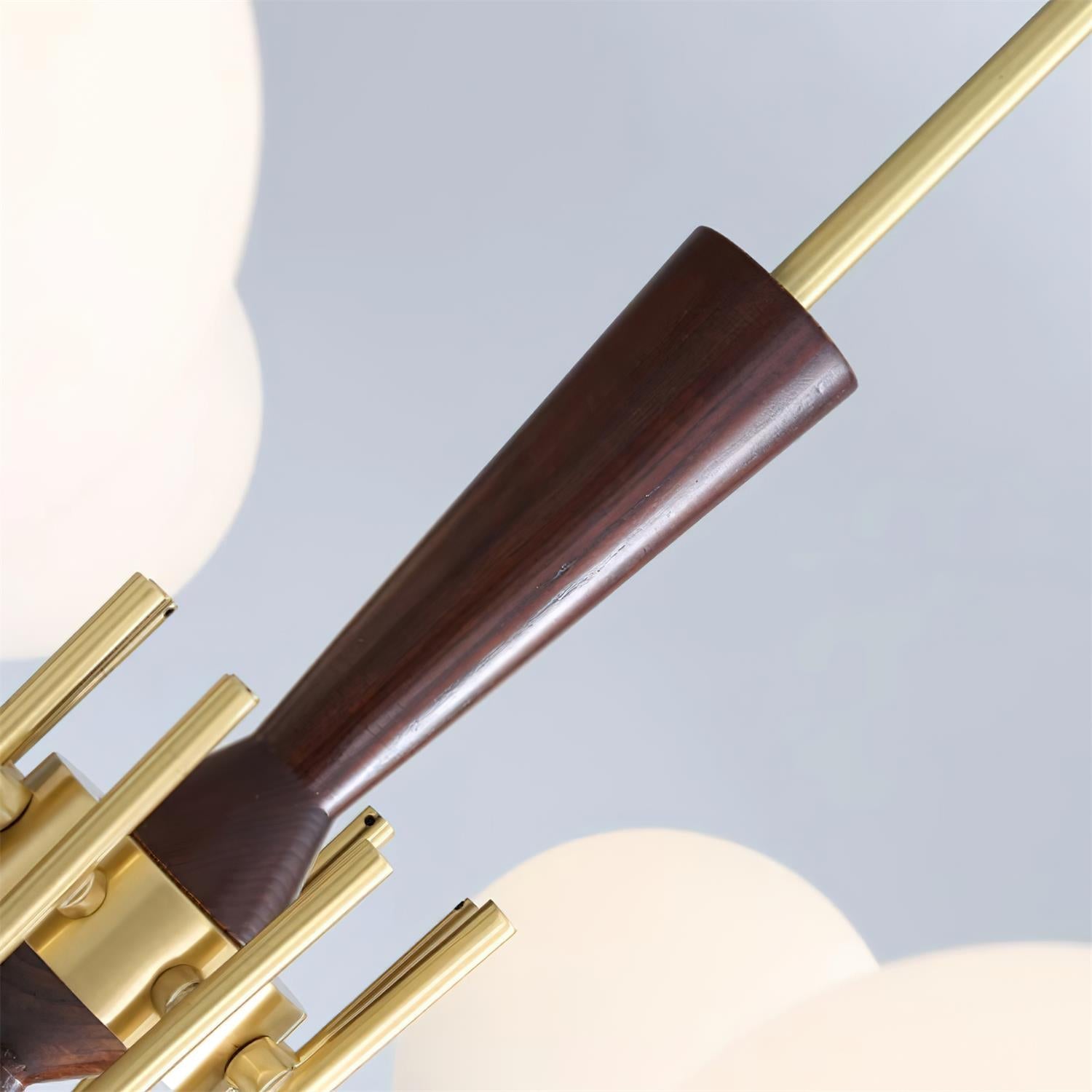 Veslo Lustre Globe en Laiton et Bois
