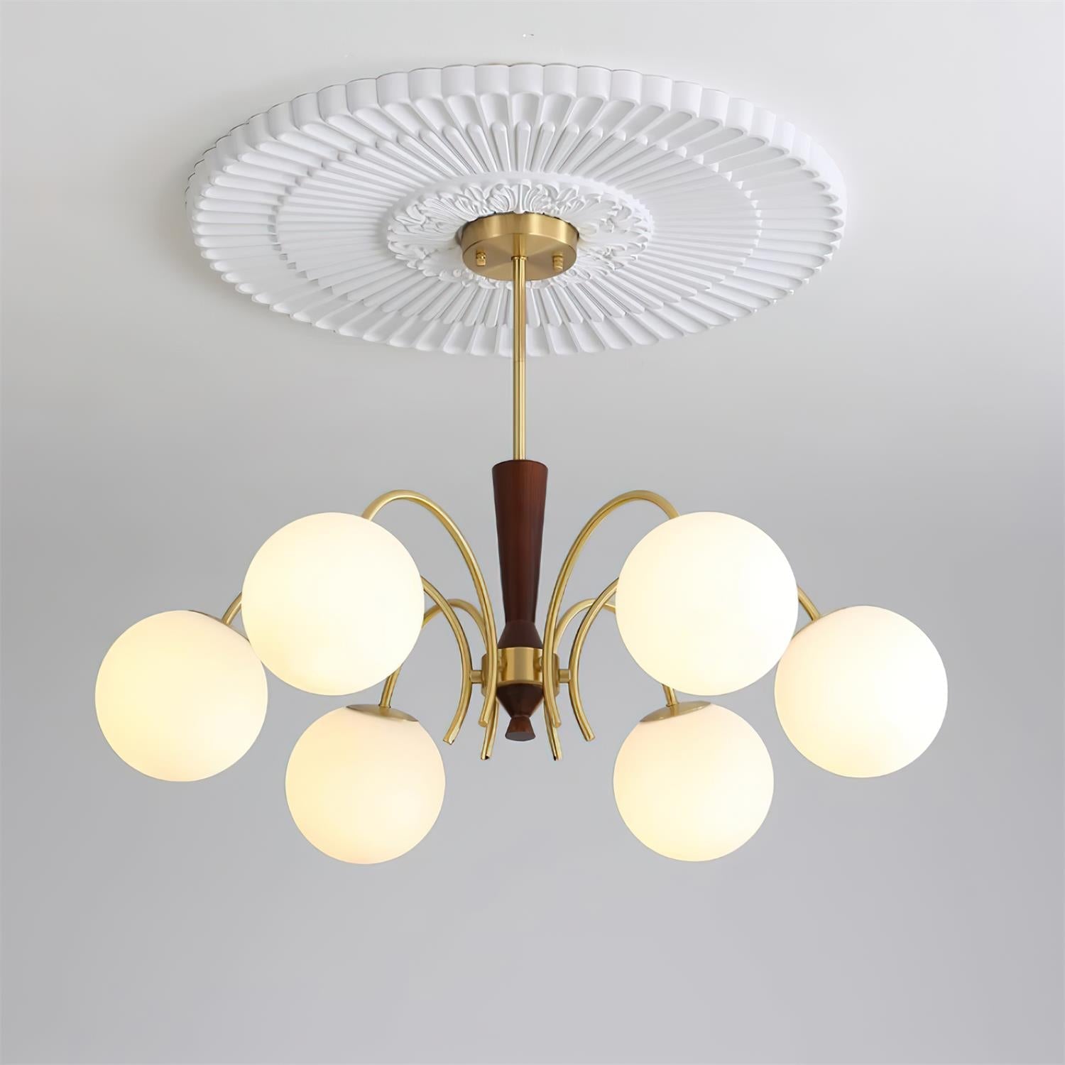Veslo Lustre Globe en Laiton et Bois