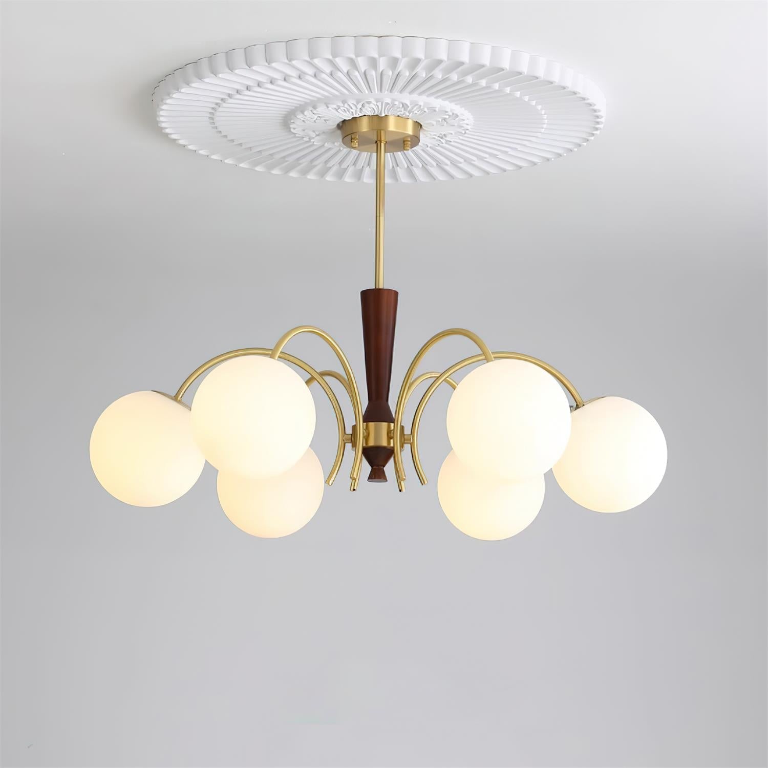 Veslo Lustre Globe en Laiton et Bois