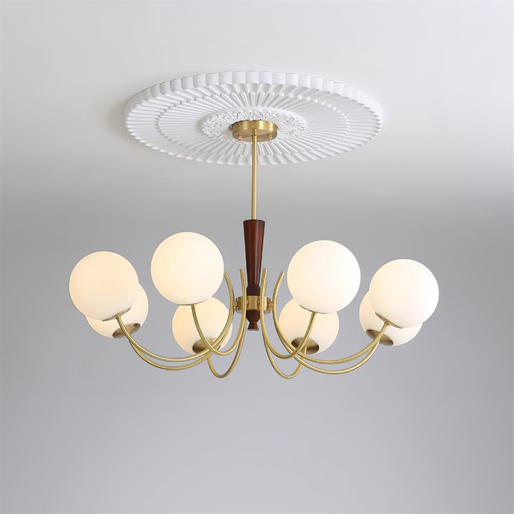 Veslo Lustre Globe en Laiton et Bois