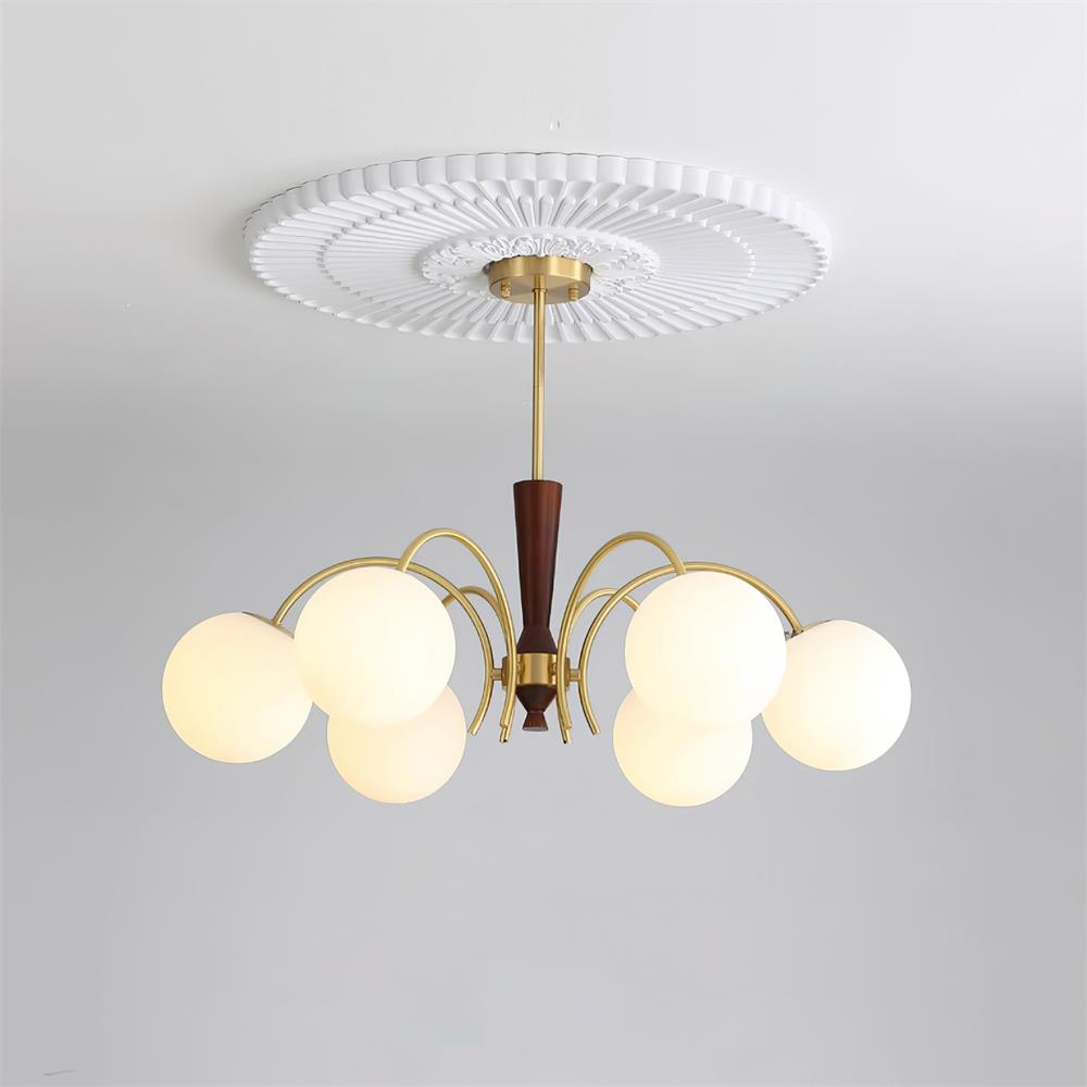 Veslo Lustre Globe en Laiton et Bois