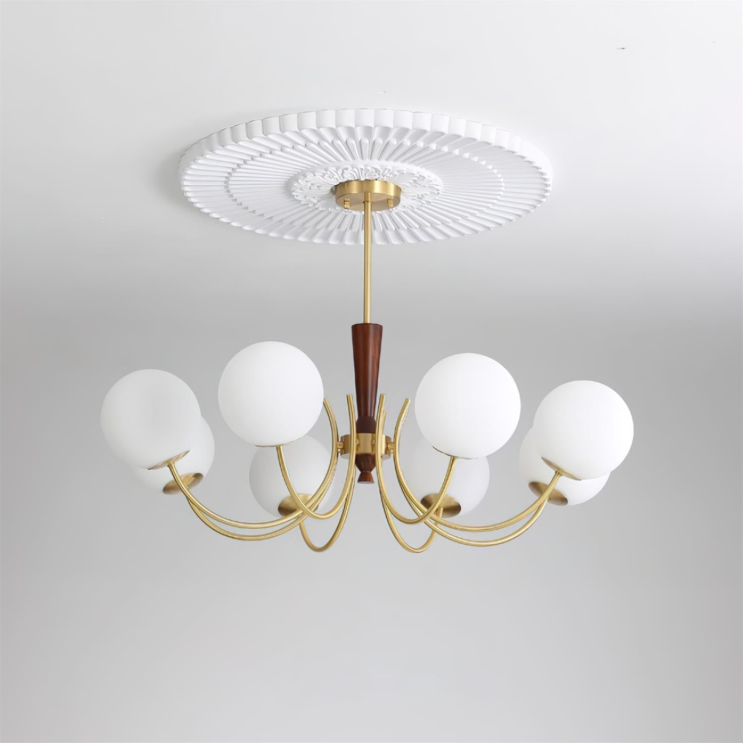 Veslo Lustre Globe en Laiton et Bois