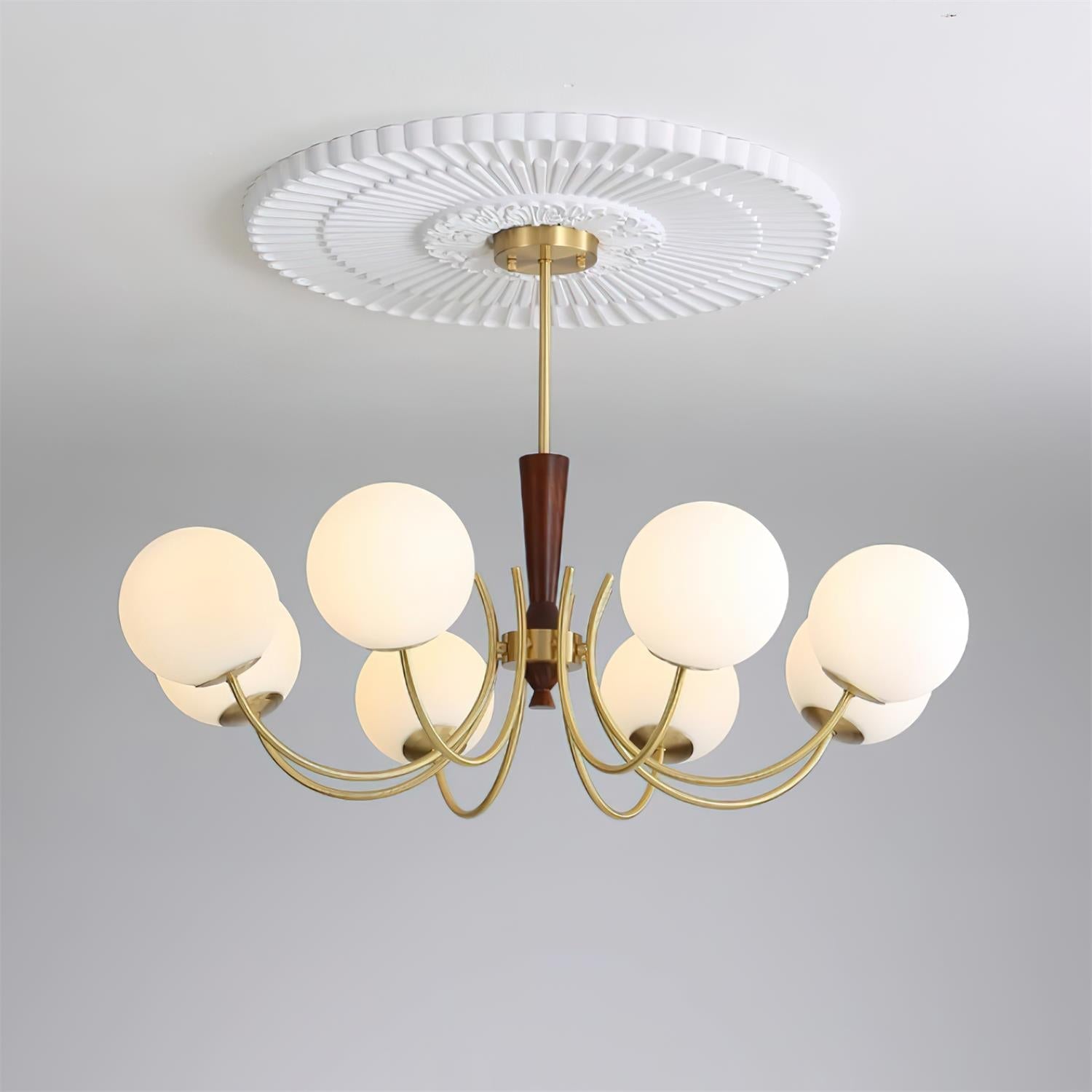 Veslo Lustre Globe en Laiton et Bois