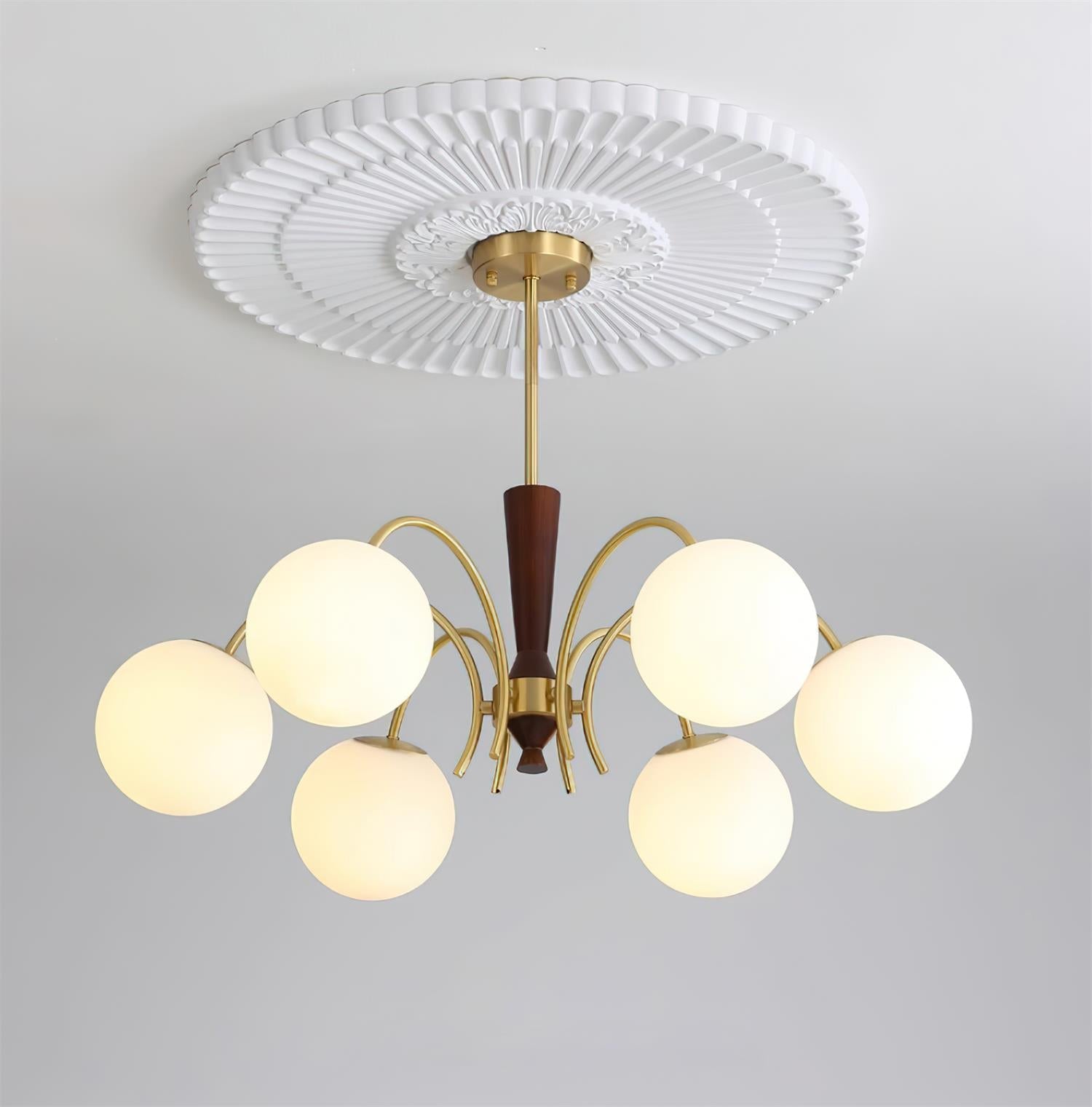 Veslo Lustre Globe en Laiton et Bois