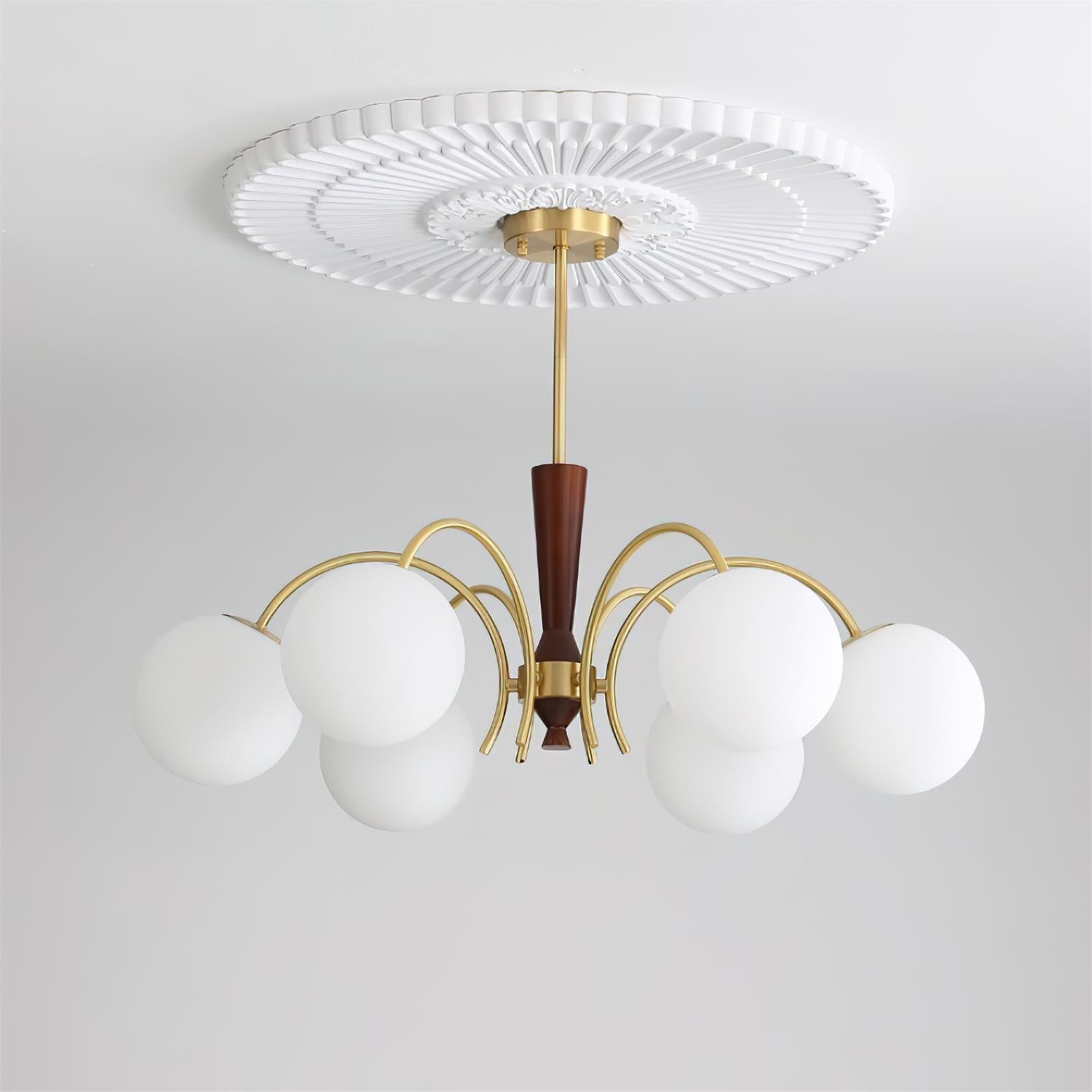 Veslo Lustre Globe en Laiton et Bois