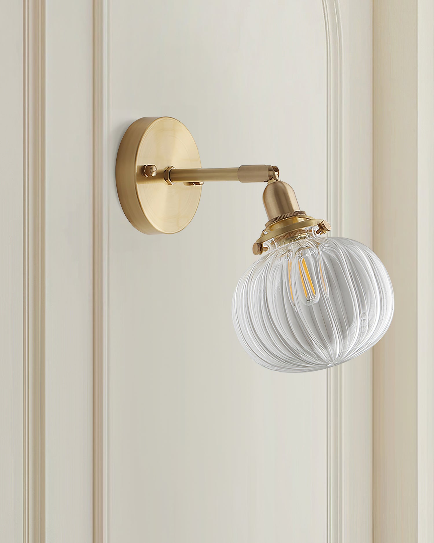 Baroque Applique Murale Plug-In Abat-jour en Verre Fumé Laiton Industriel