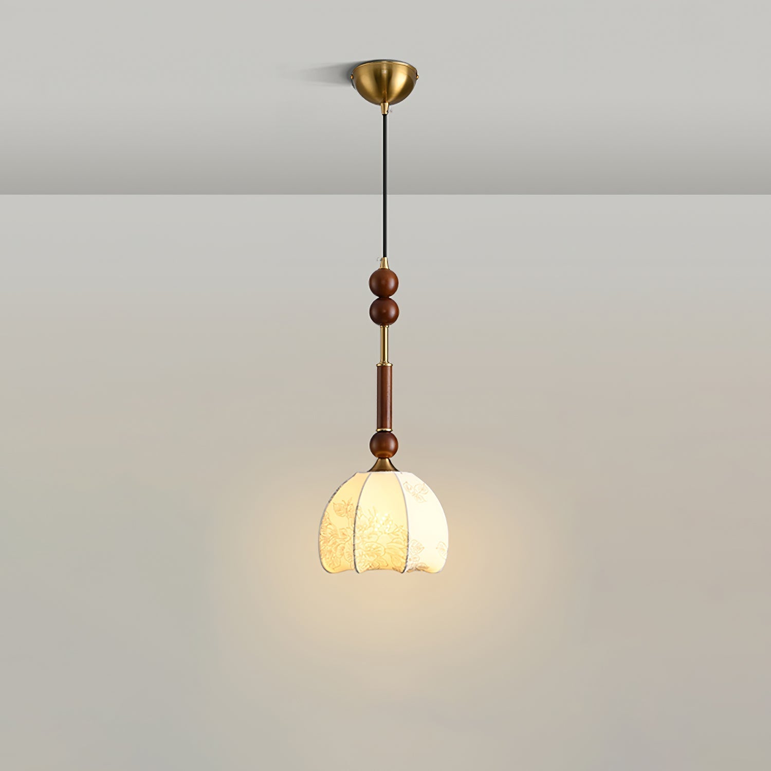 AmberGlow Suspension en Bois Vintage
