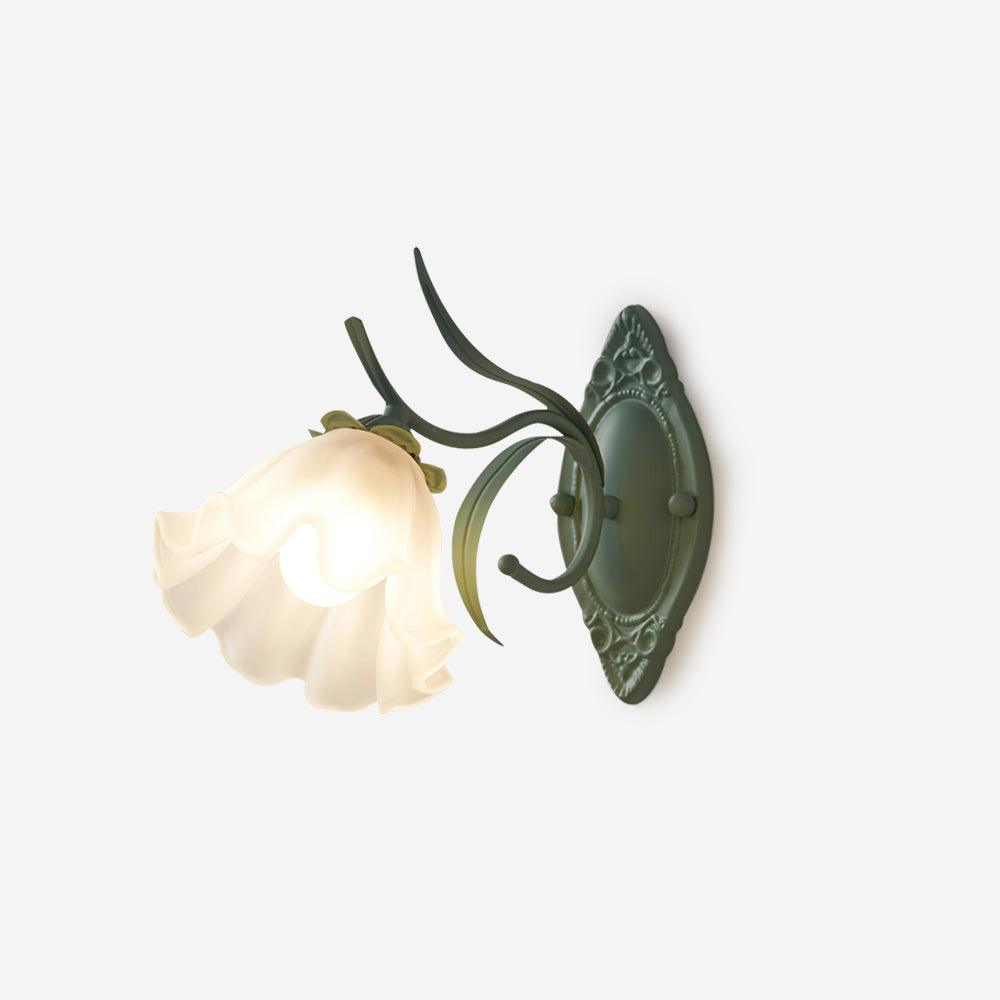 Nivan Applique murale vintage avec abat-jour en verre à motif floral pour chambre à coucher et salon